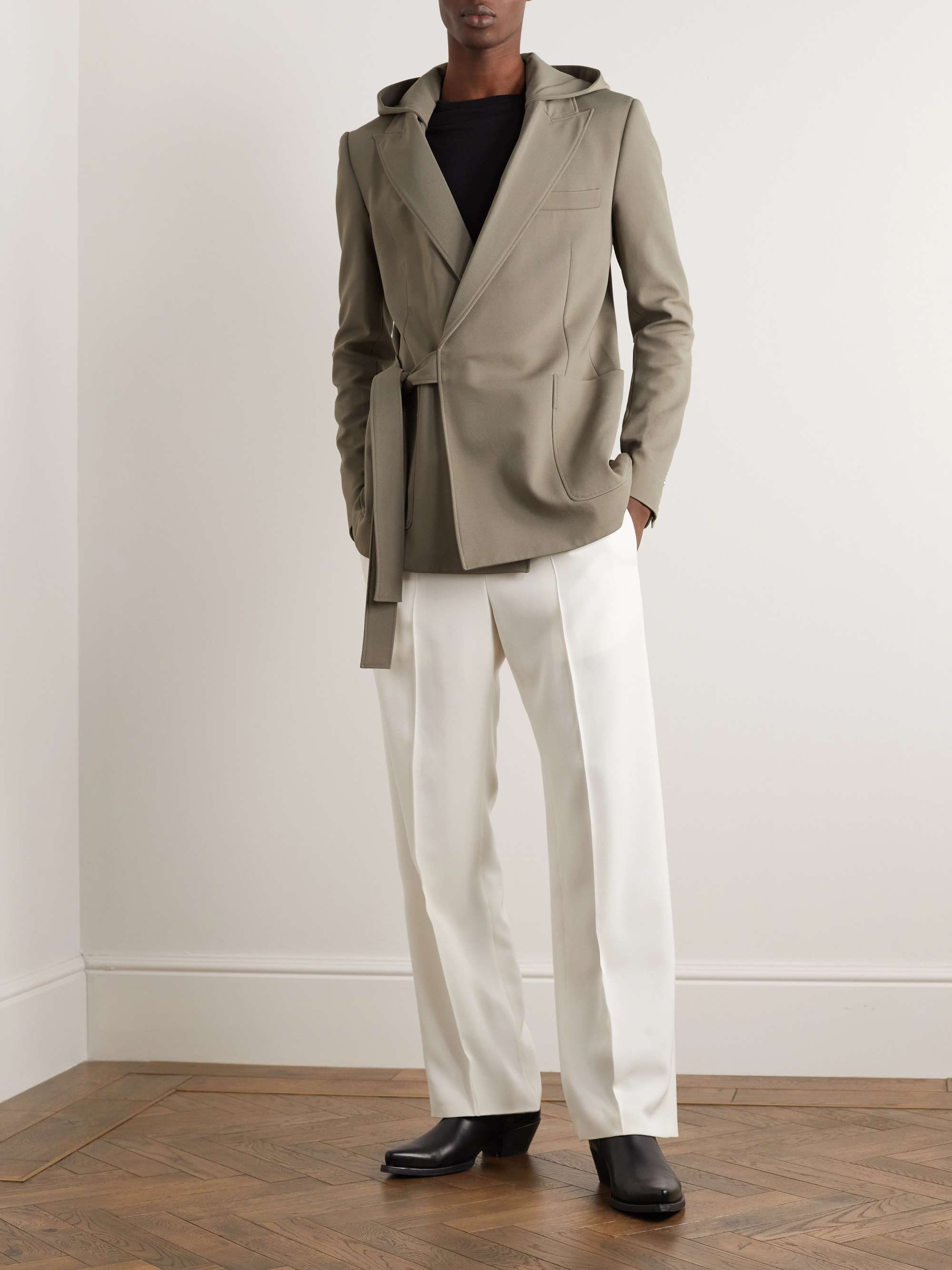 BALMAIN Slim-Fit Belted Crepe Hooded Blazer for Men | MR PORTER