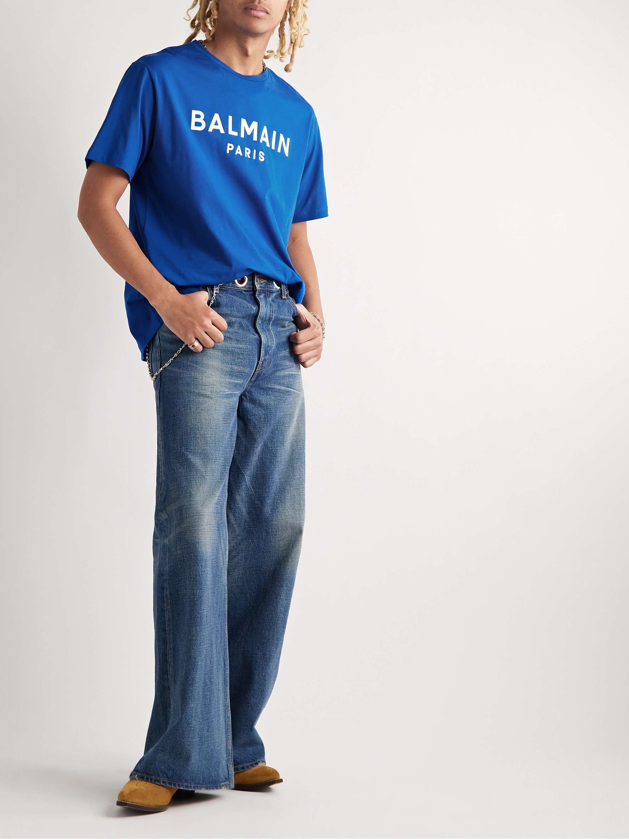 BALMAIN Logo-Print Cotton-Jersey T-Shirt | MR PORTER