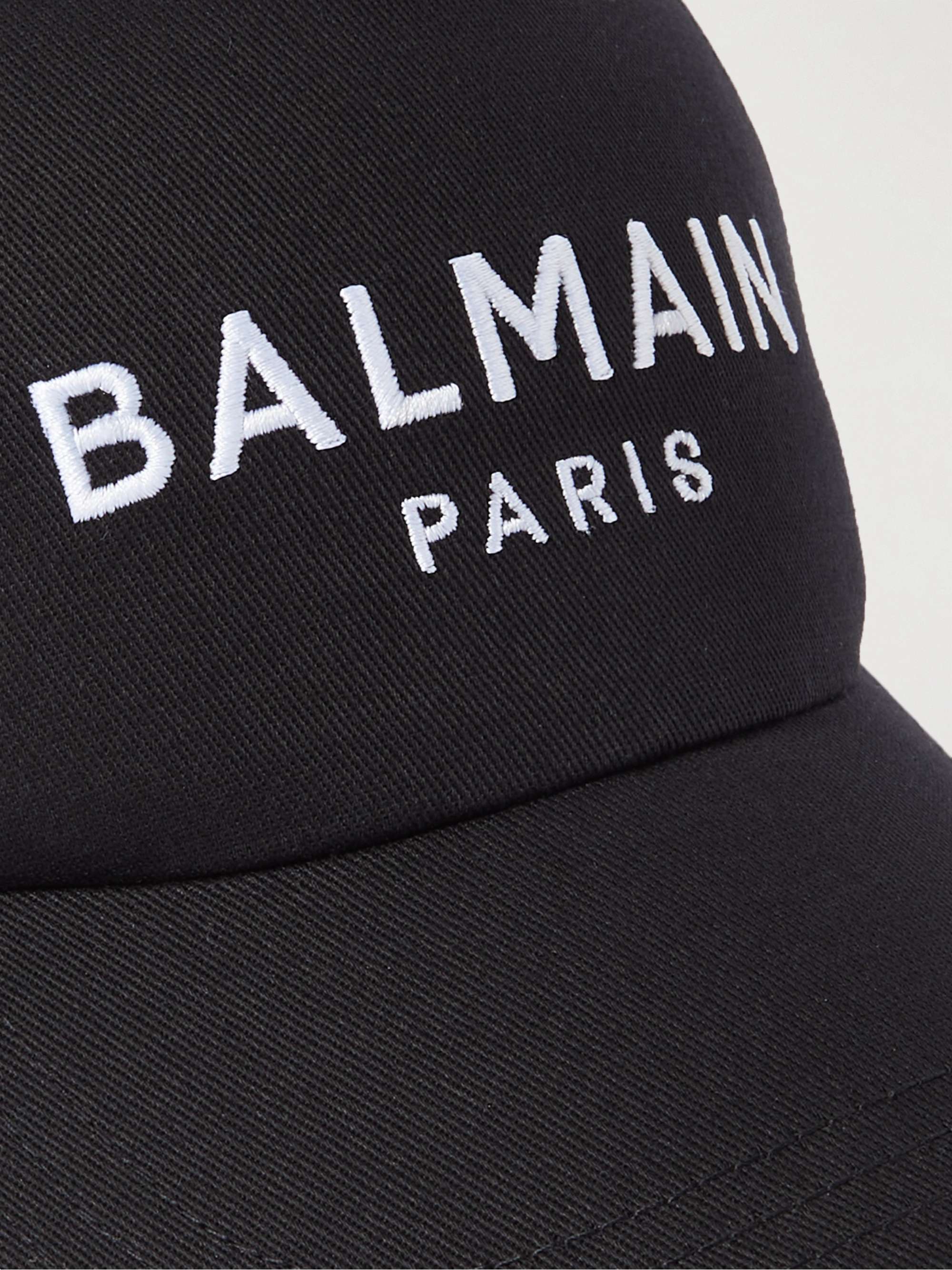 أسود قبعة بيسبول من الكنفا مطرّزة بشعار العلامة | BALMAIN | MR PORTER