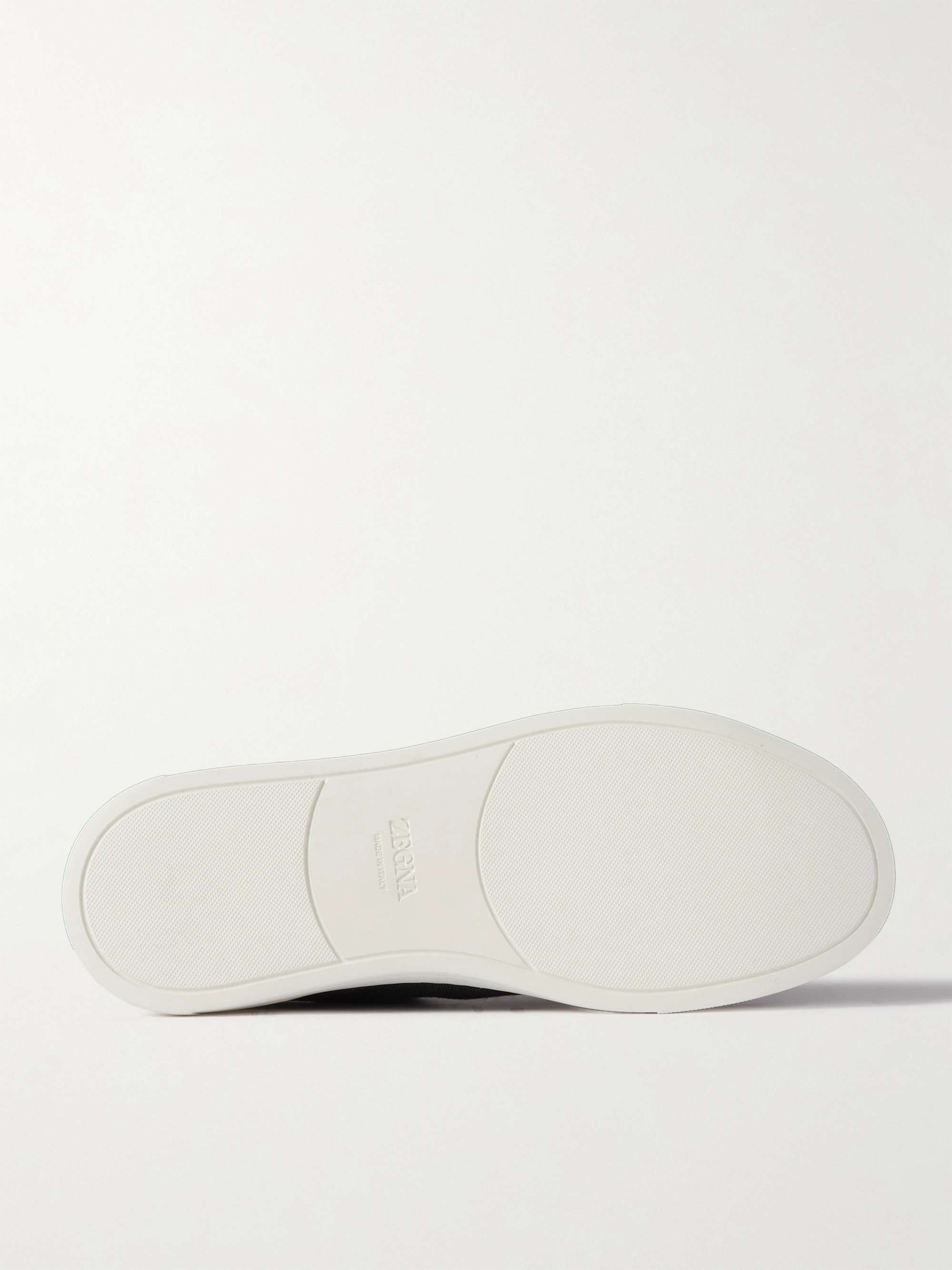 ZEGNA Leather-Trimmed Canvas Slip-On Sneakers for Men | MR PORTER