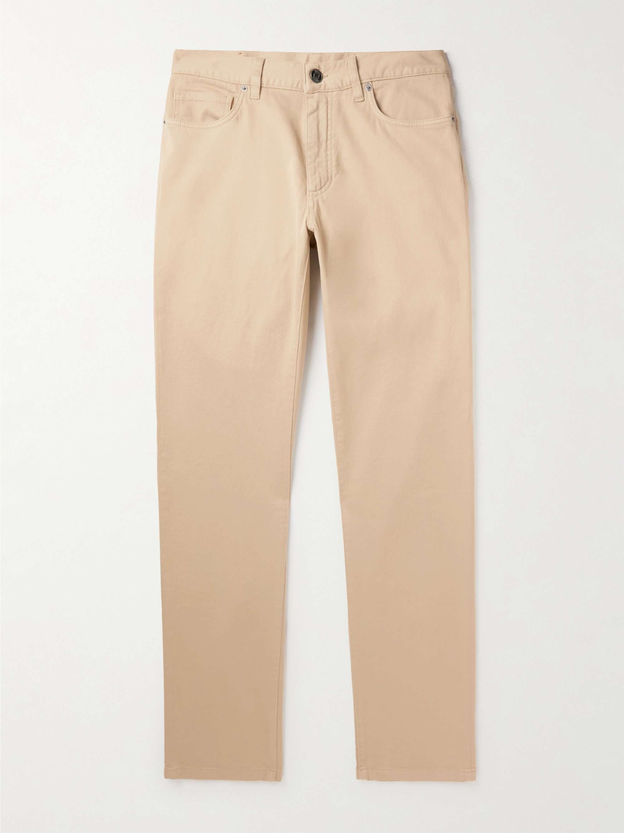 ZEGNA Slim-Fit Brushed Cotton-Blend Trousers for Men | MR PORTER