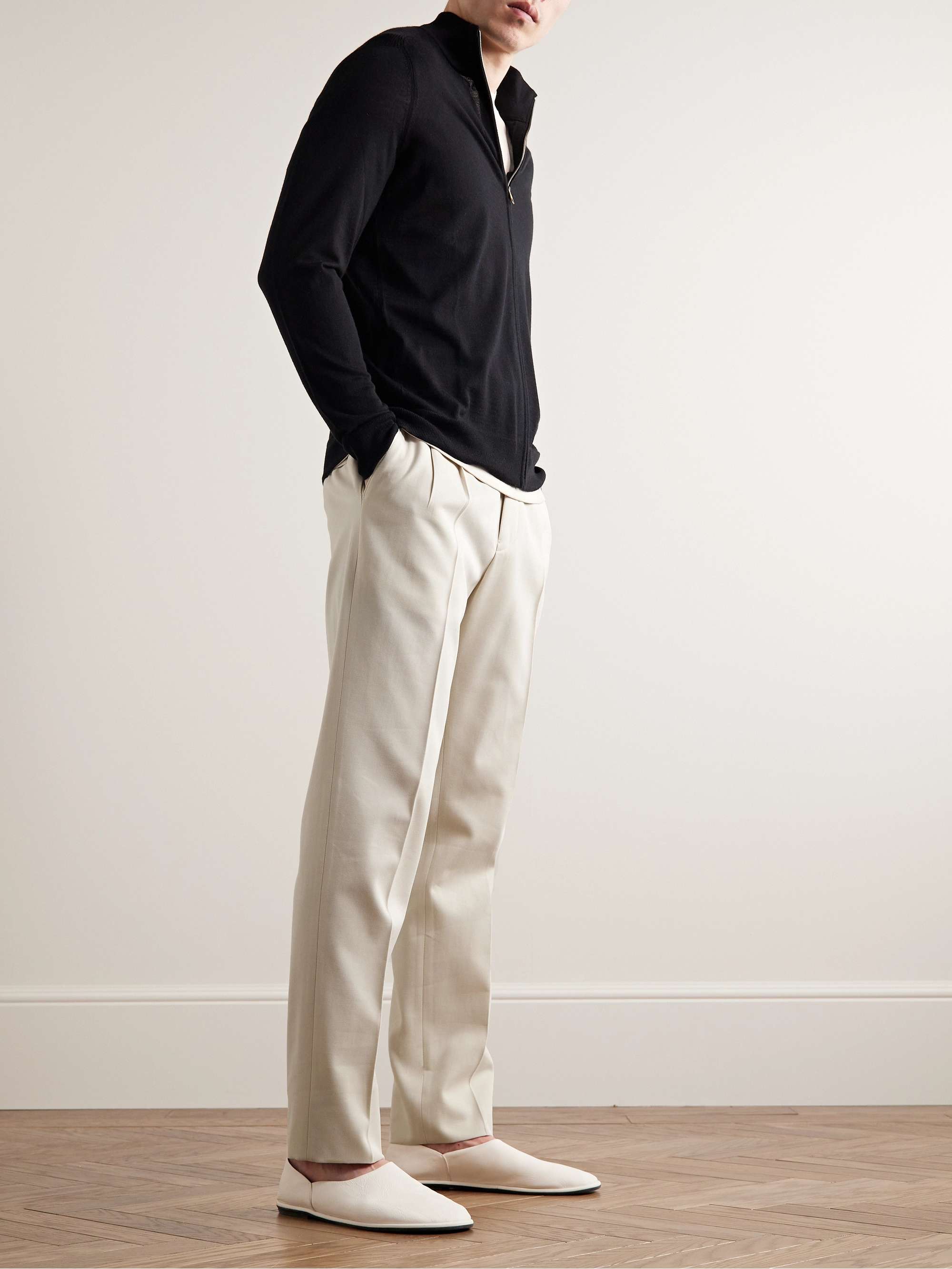ZEGNA Straight-Leg Cotton and Wool-Blend Twill Trousers for Men | MR PORTER