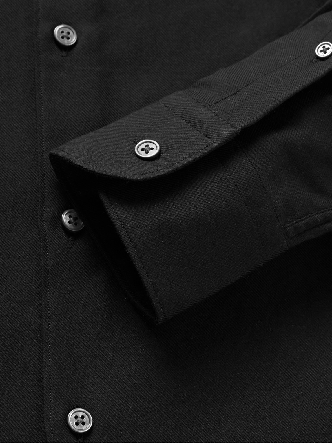 Shop Zegna Cotton And Cashmere-blend Twill Shirt In Black