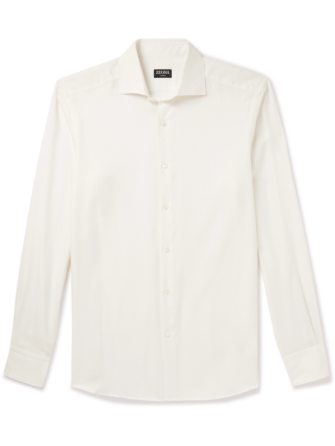Zegna Cotton And Cashmere-blend Twill Shirt In White
