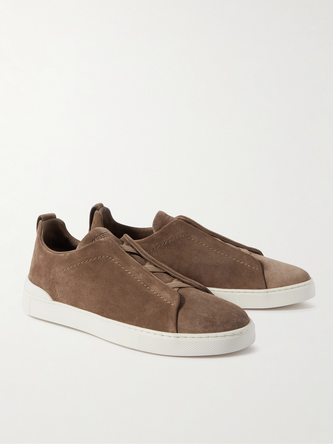 Shop Zegna Triple Stitch™ Suede Sneakers In Brown