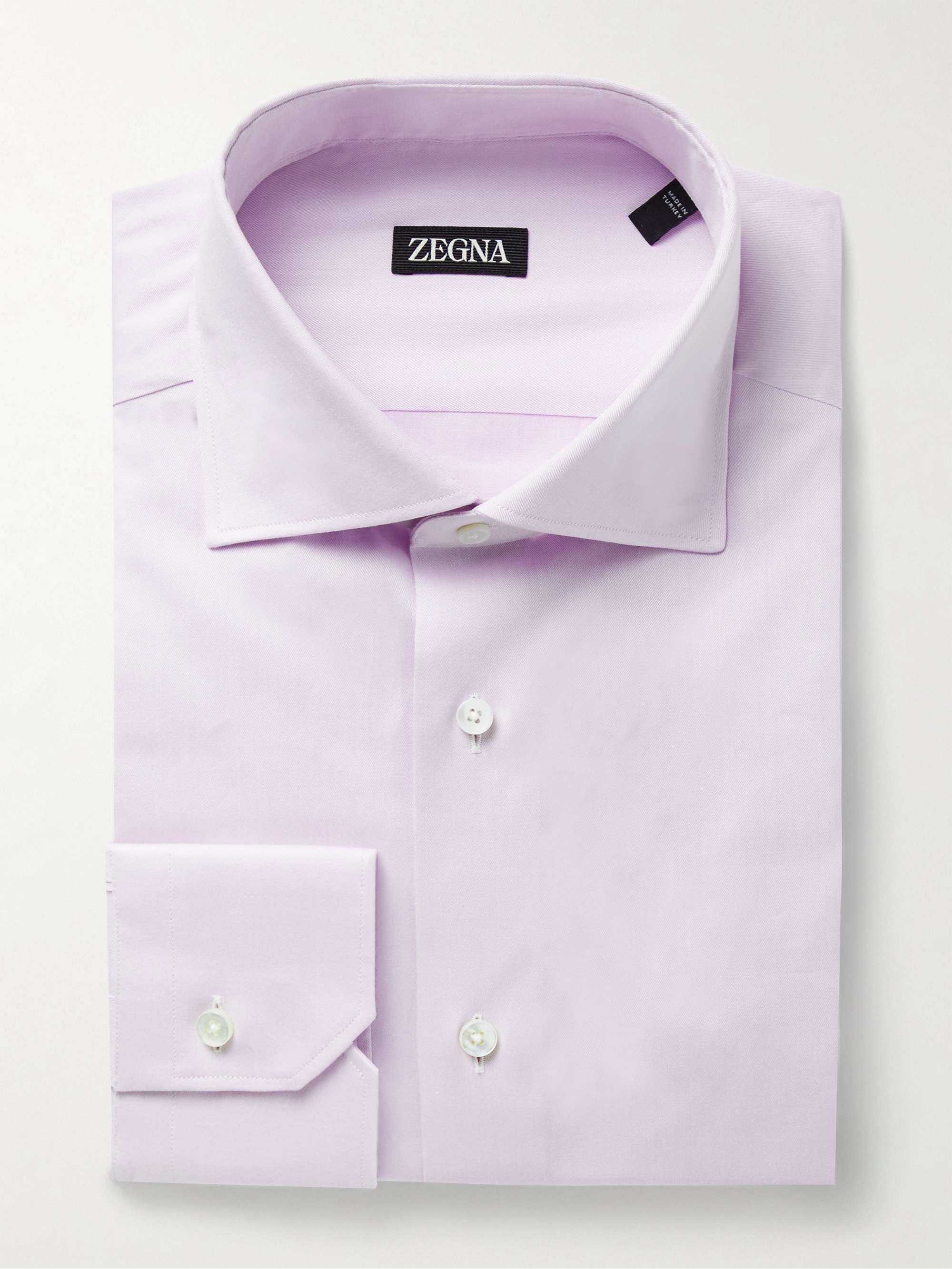 Violet Trofeo Slim-Fit Cutaway-Collar Cotton-Blend Twill Shirt | ZEGNA | MR  PORTER