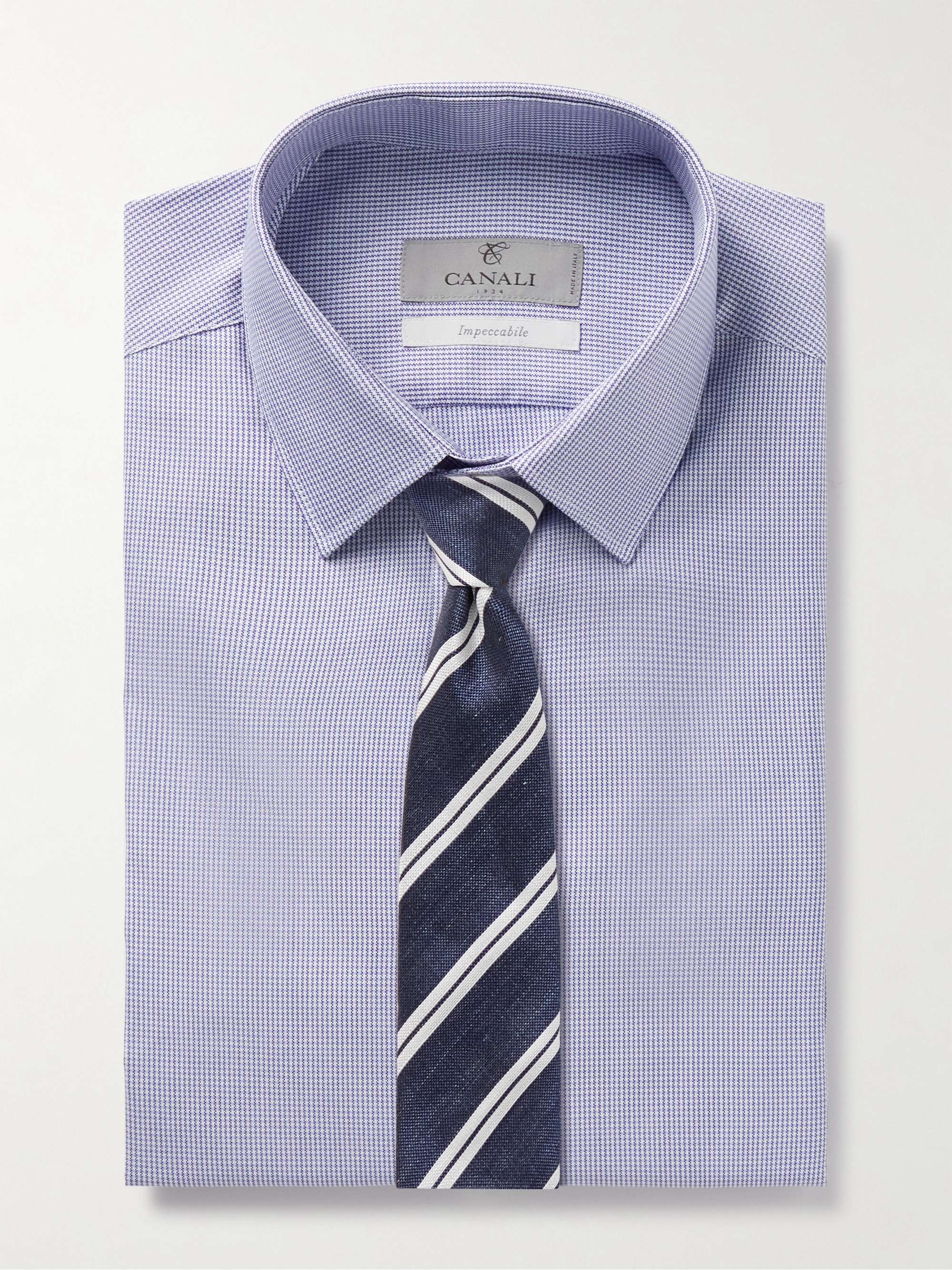 Blue Slim-Fit Puppytooth Impeccabile Cotton Shirt | CANALI | MR PORTER