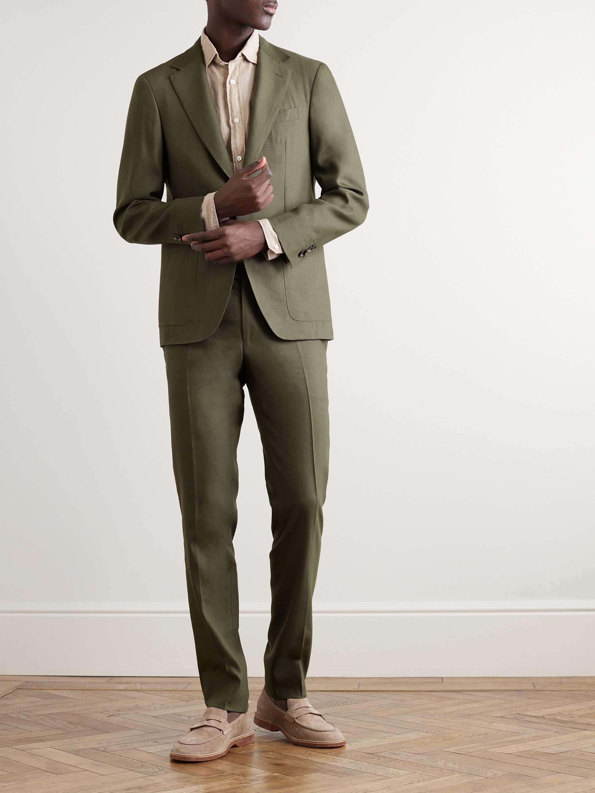 CANALI Slim-Fit Straight-Leg Linen and Wool-Blend Suit Trousers for Men |  MR PORTER