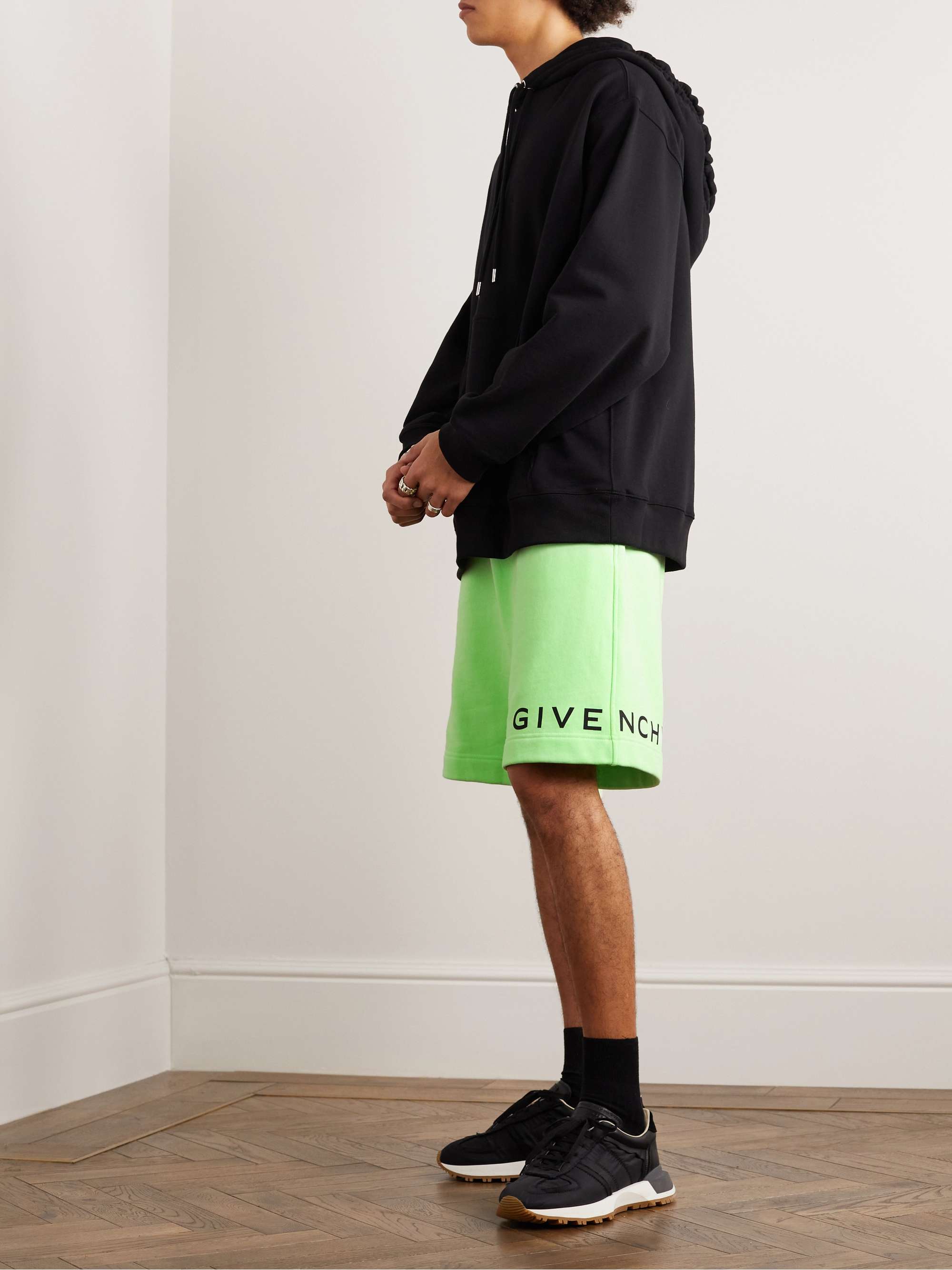 GIVENCHY Wide-Leg Logo-Print Cotton-Jersey Shorts | MR PORTER