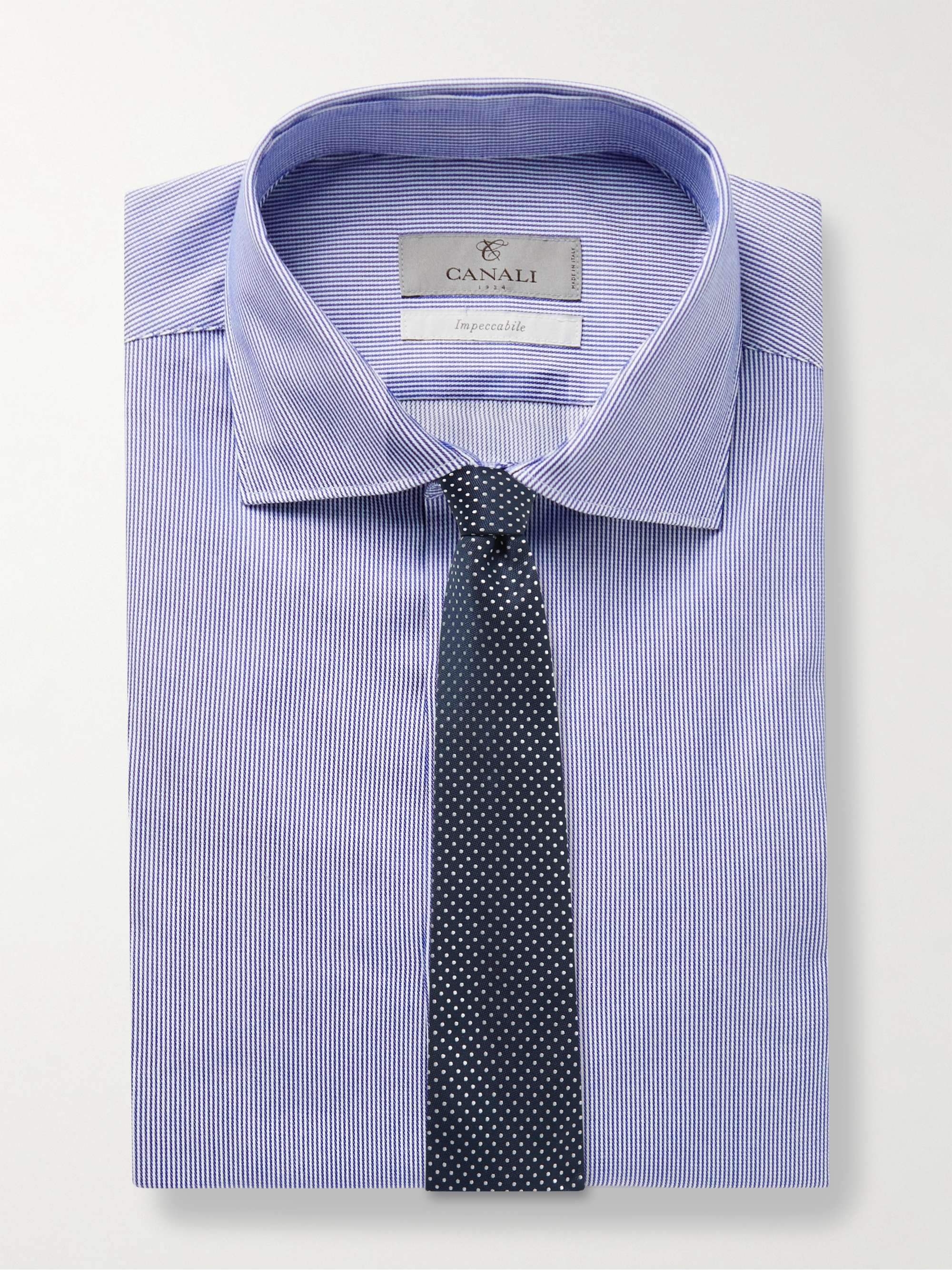 CANALI Cutaway-Collar Striped Impeccabile Cotton-Blend Shirt | MR PORTER