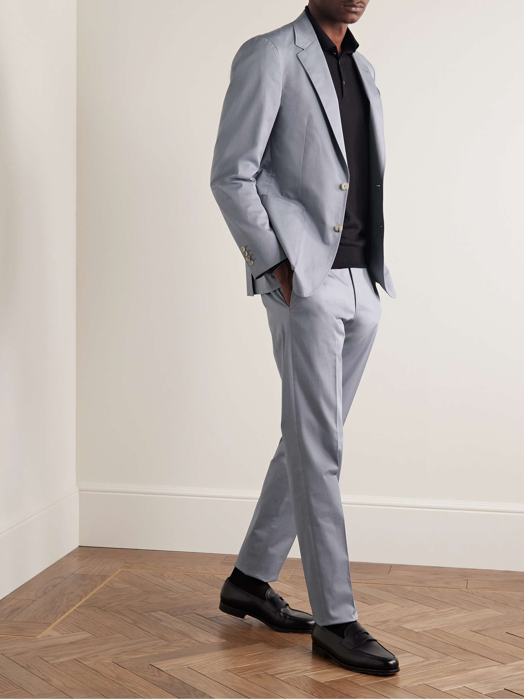 CANALI Straight-Leg Cotton-Blend Suit Trousers for Men | MR PORTER