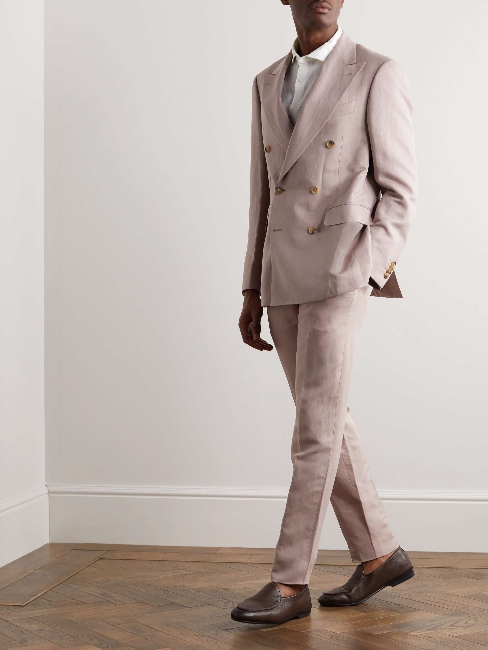 CANALI Straight-Leg Linen and Silk-Blend Suit Trousers for Men | MR PORTER