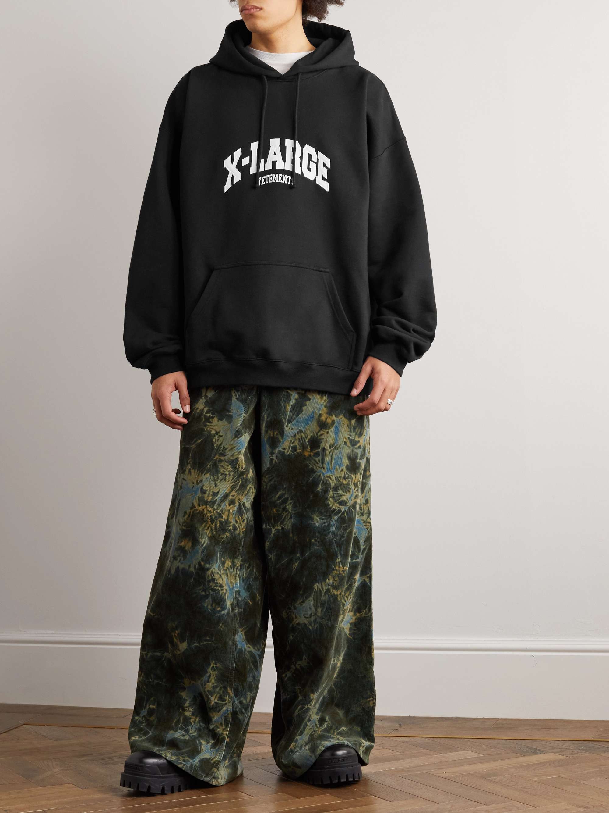 VETEMENTS X-Large Logo-Embroidered Cotton-Blend Jersey Hoodie | MR PORTER