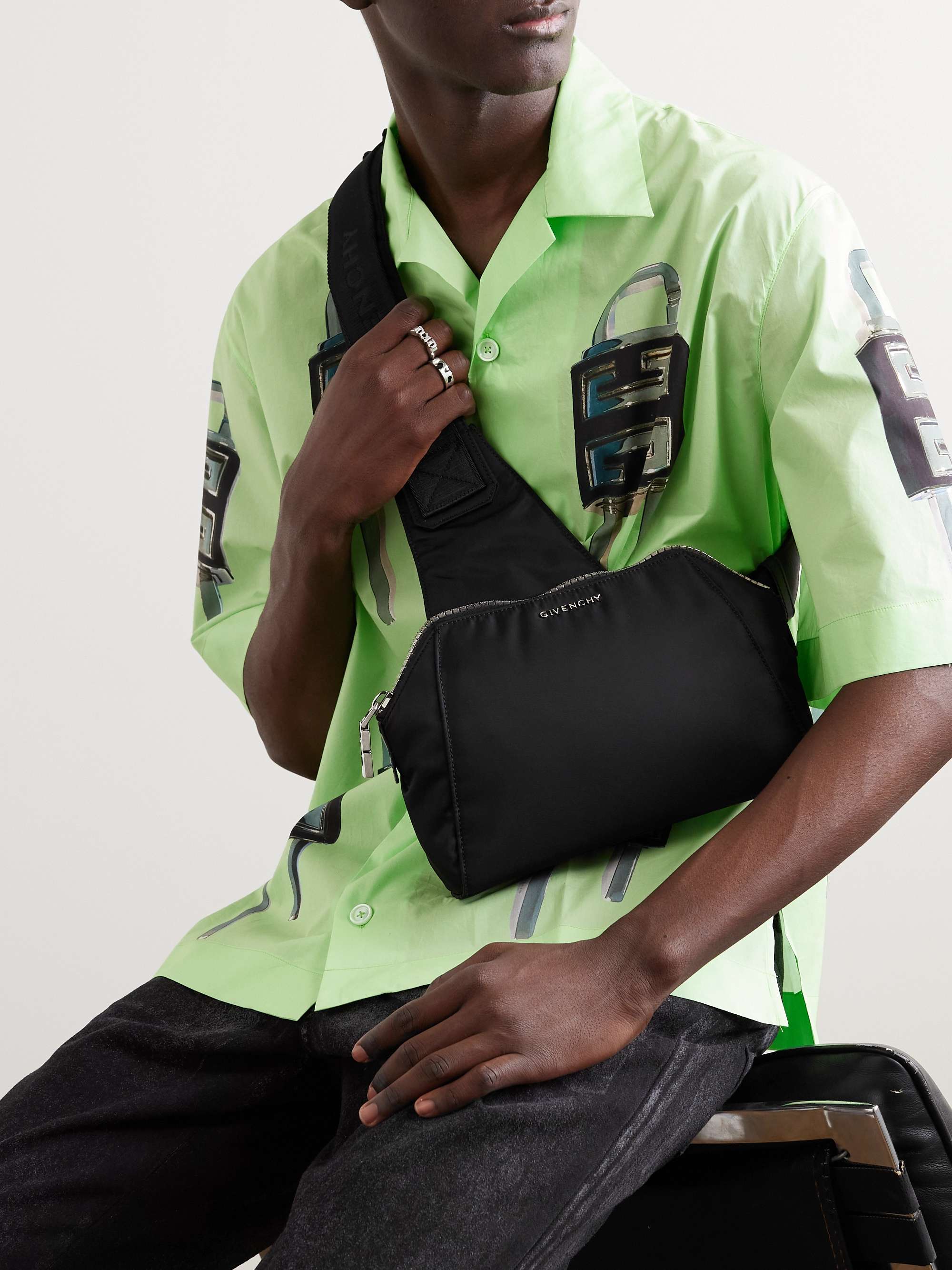 GIVENCHY Antigona Leather-Trimmed Shell Messenger Bag for Men | MR PORTER
