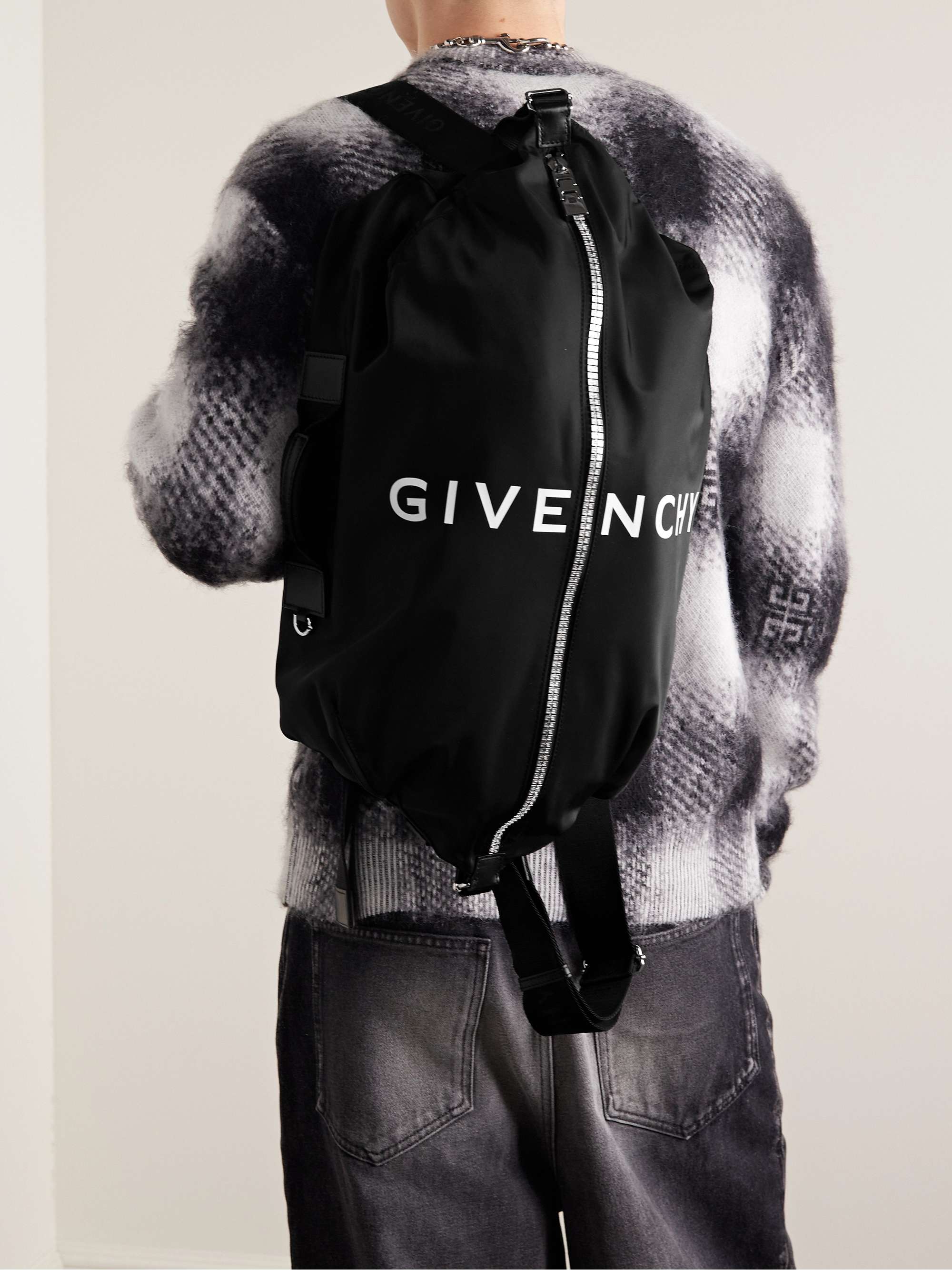 GIVENCHY + Josh Smith Logo-Embroidered Printed Shell Backpack for