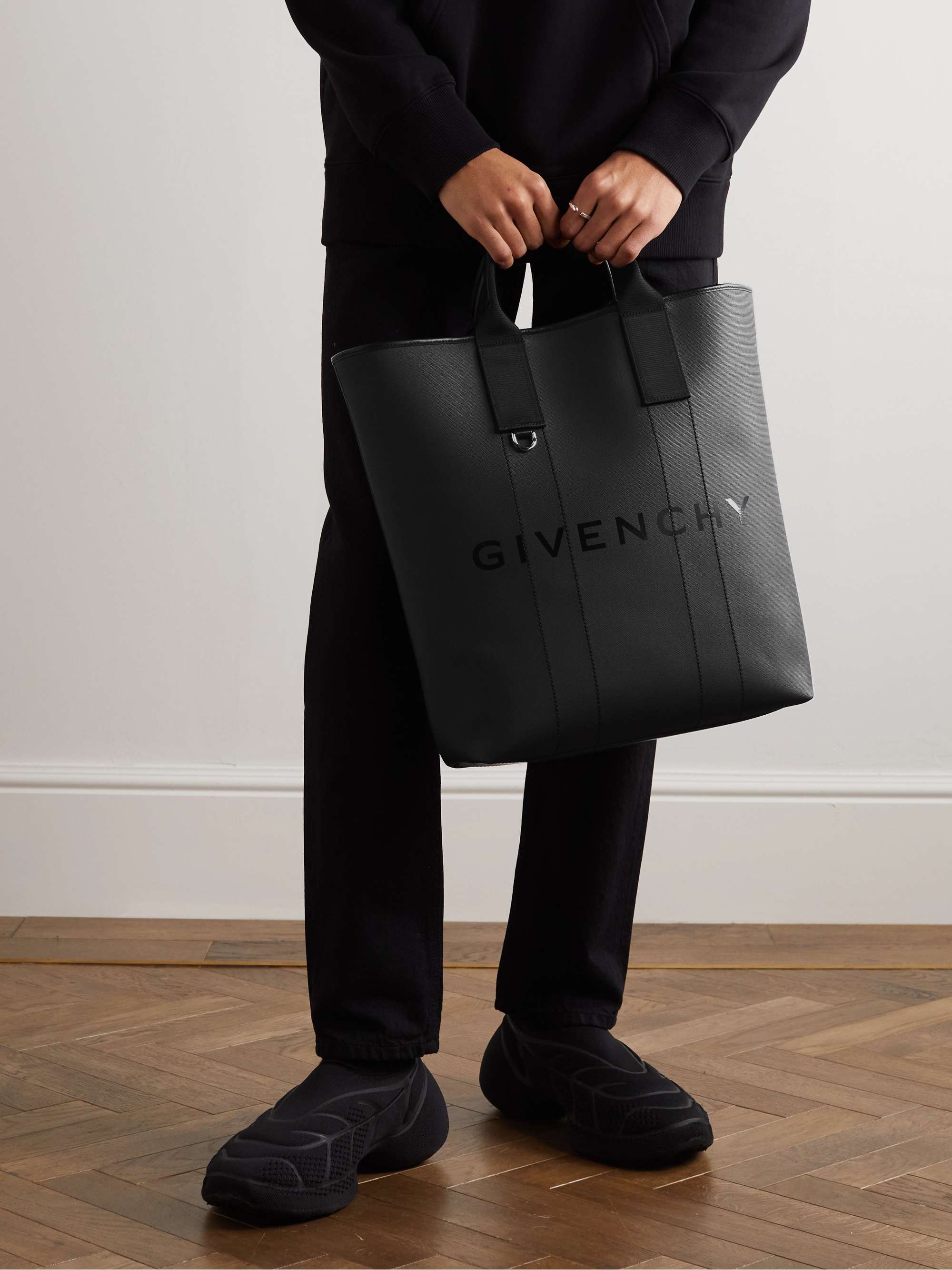 GIVENCHY G-Essentials Logo-Print Leather-Trimmed Coated-Canvas Tote Bag for  Men | MR PORTER