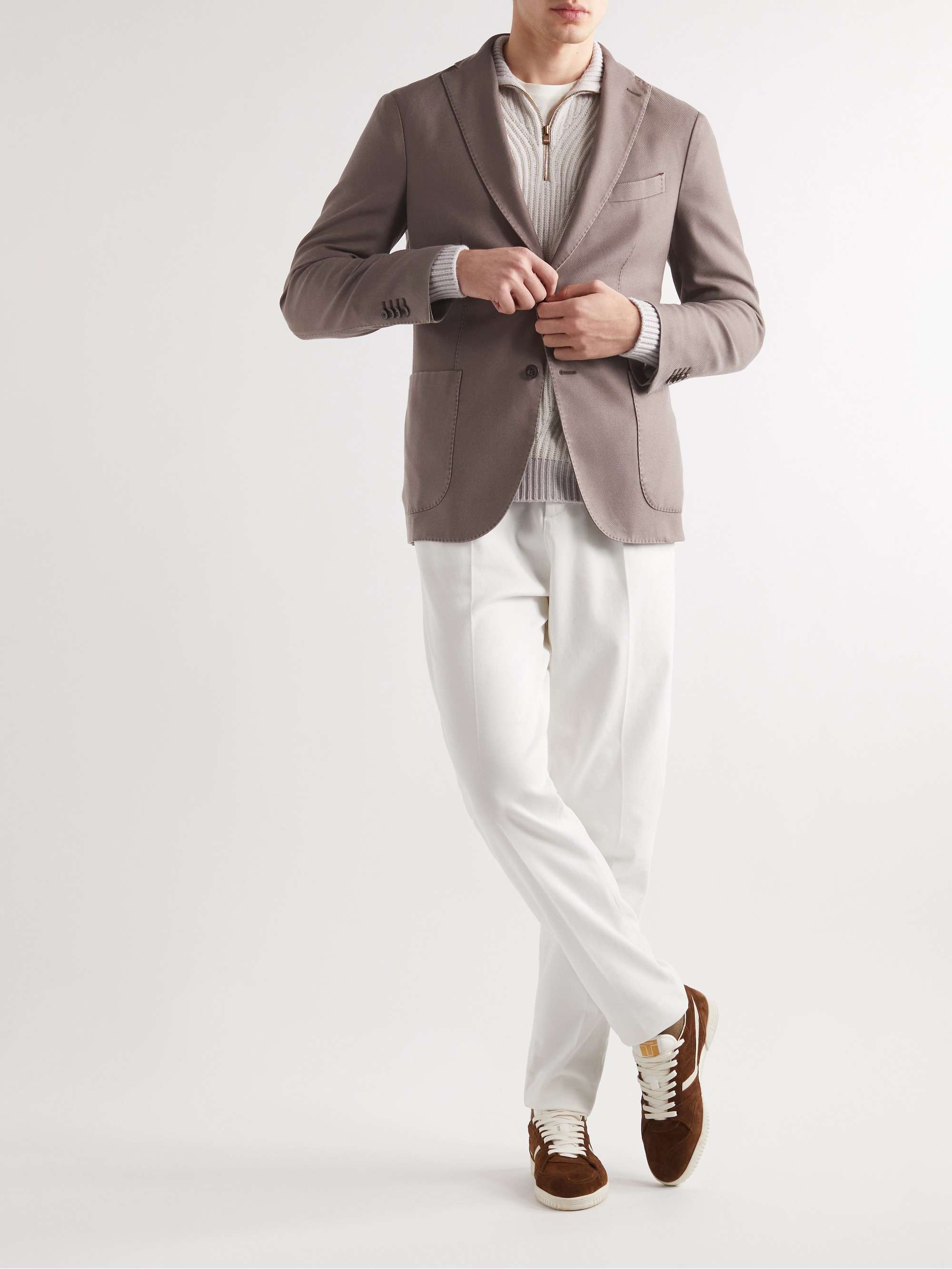 Taupe K Slim-Fit Garment-Dyed Virgin Wool Blazer | BOGLIOLI | MR PORTER