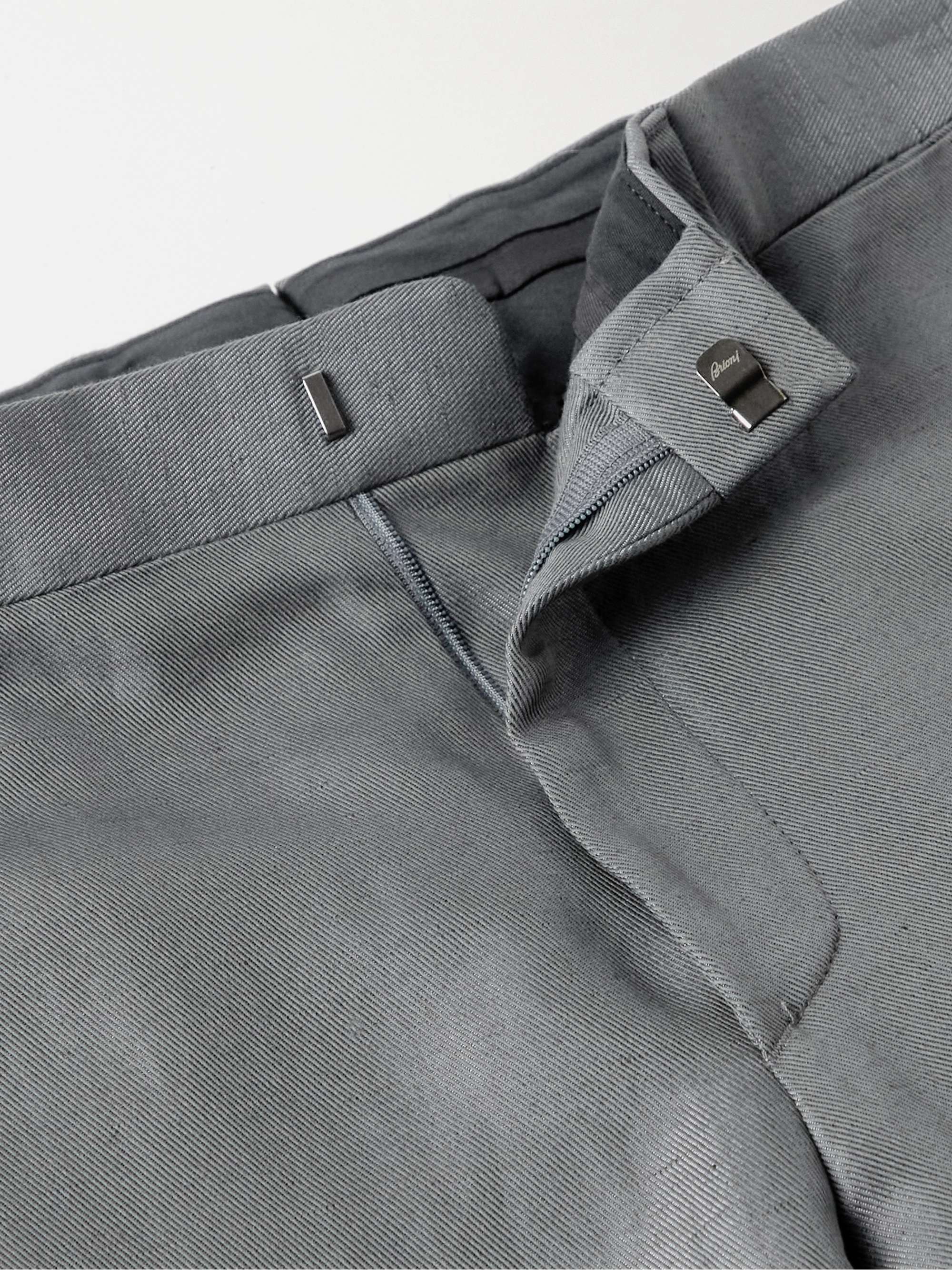 BRIONI Slim-Fit Cotton, Linen and Silk-Blend Twill Suit Trousers | MR PORTER