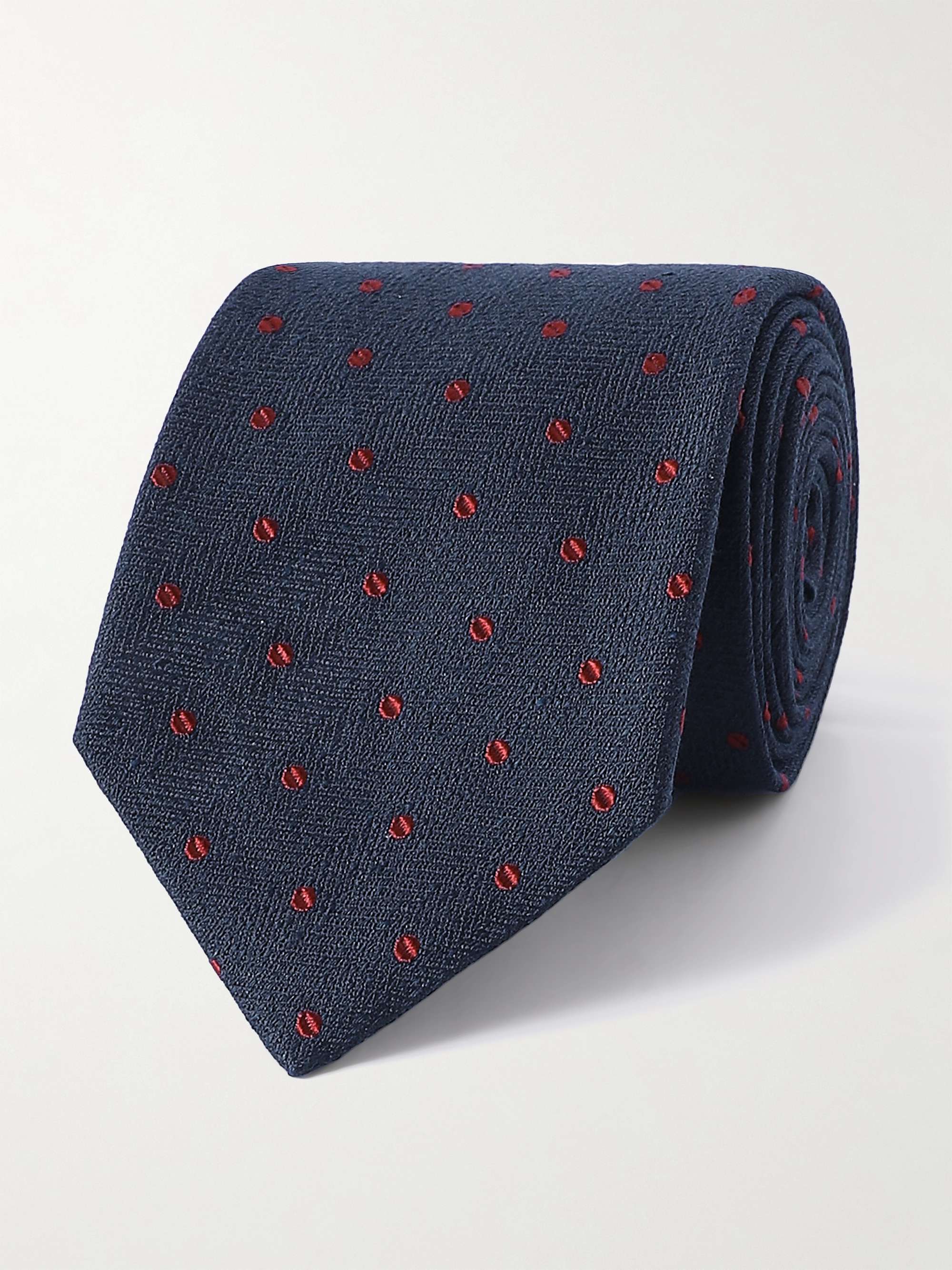 BRIONI 8cm Polka-Dot Herringbone Silk Tie for Men | MR PORTER