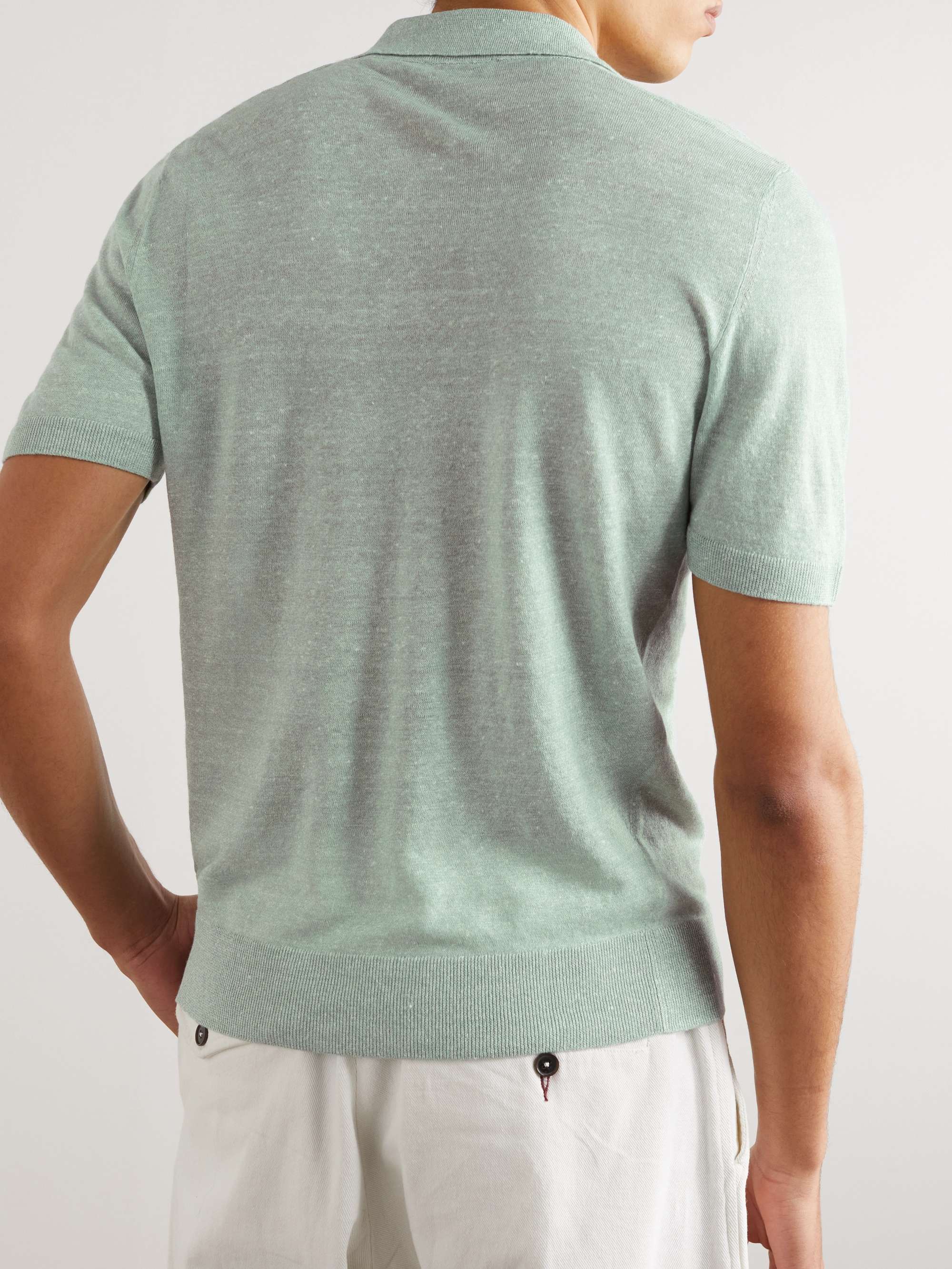 ALTEA Slim-Fit Linen and Cotton-Blend Polo Shirt for Men | MR PORTER