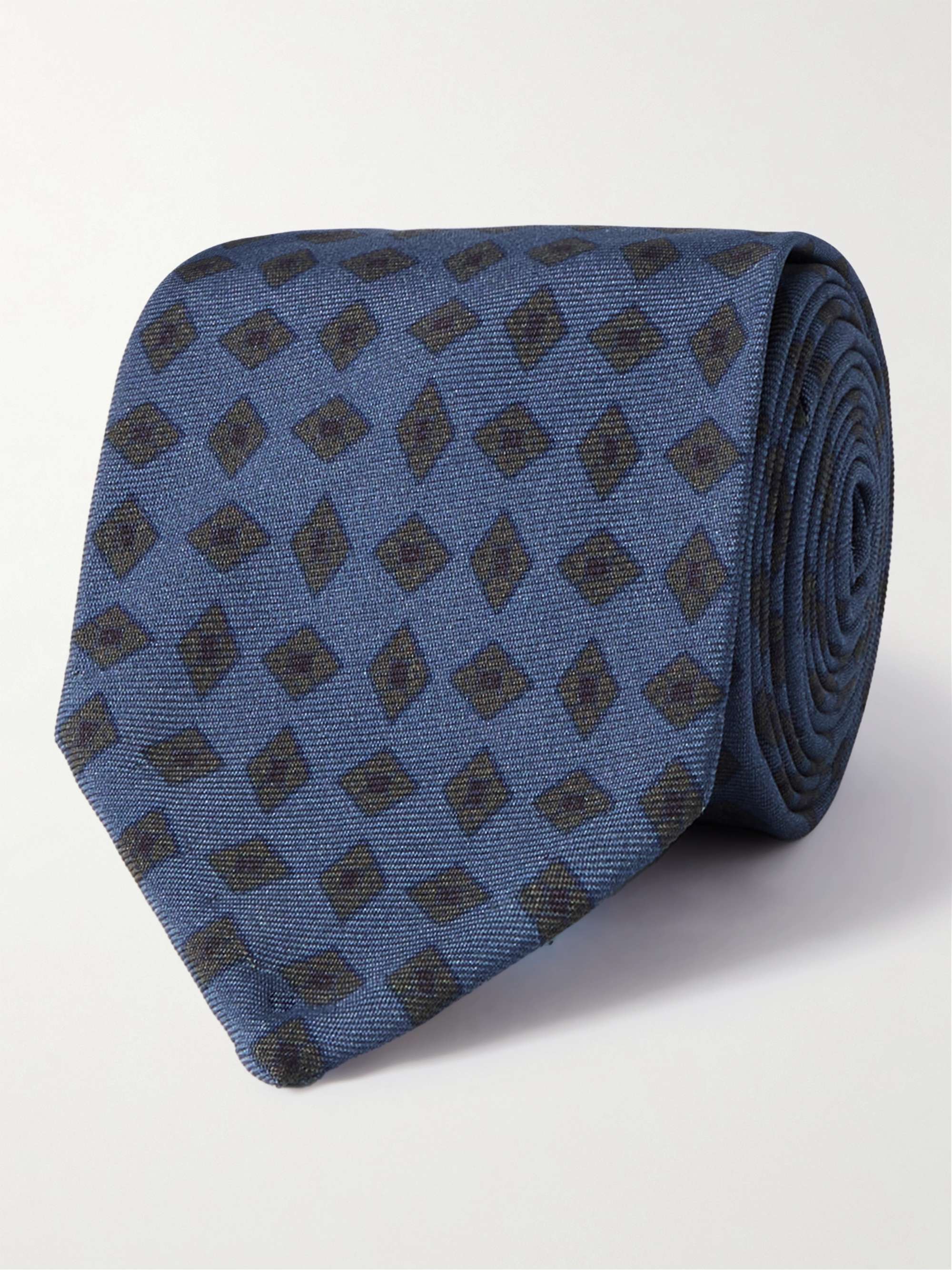 أزرق ربطة عنق من الحرير بحبكة الجاكار بعرض 8 سم | RUBINACCI | MR PORTER