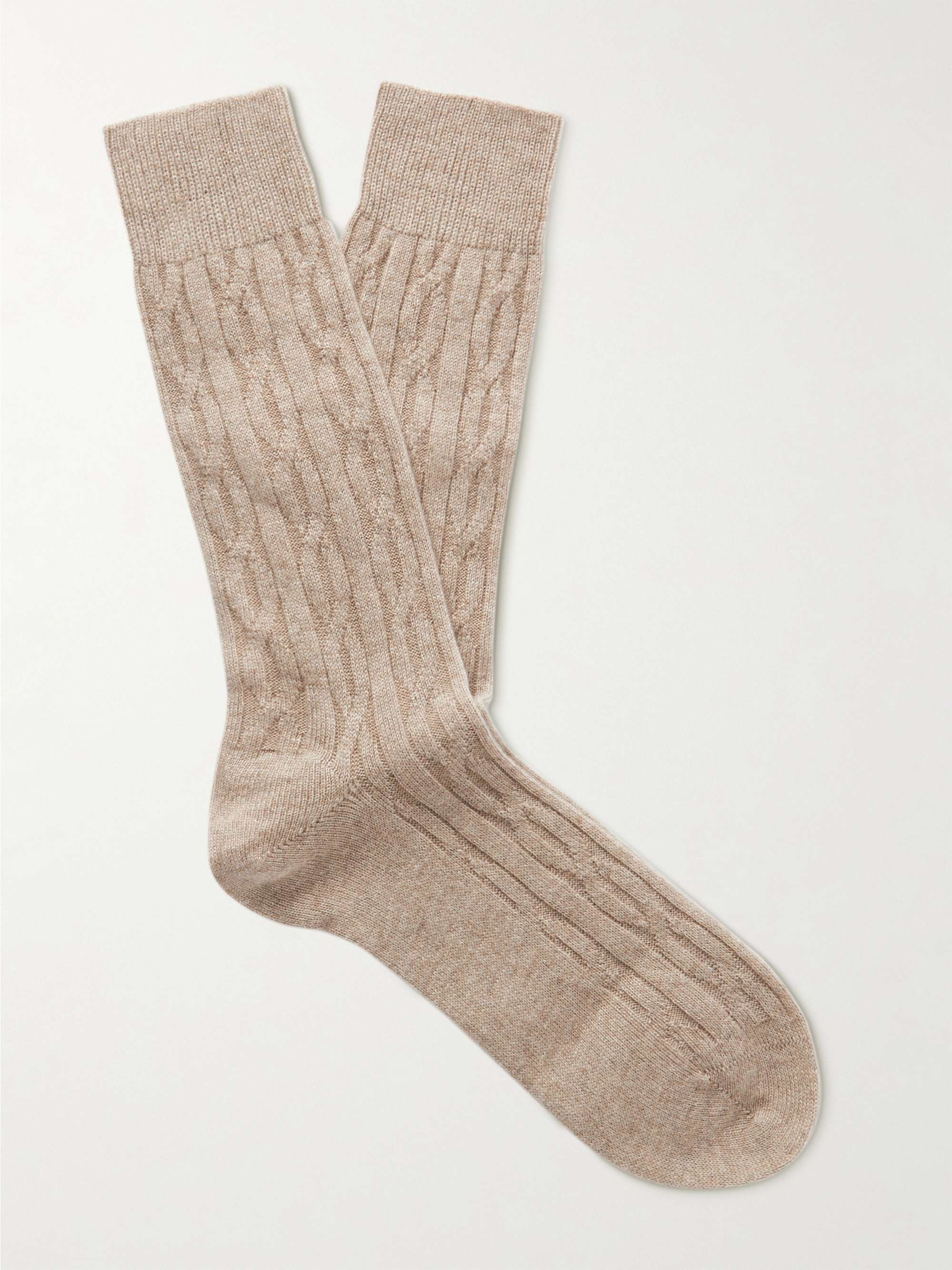Beige Cable-Knit Cashmere Socks | ANDERSON & SHEPPARD | MR PORTER