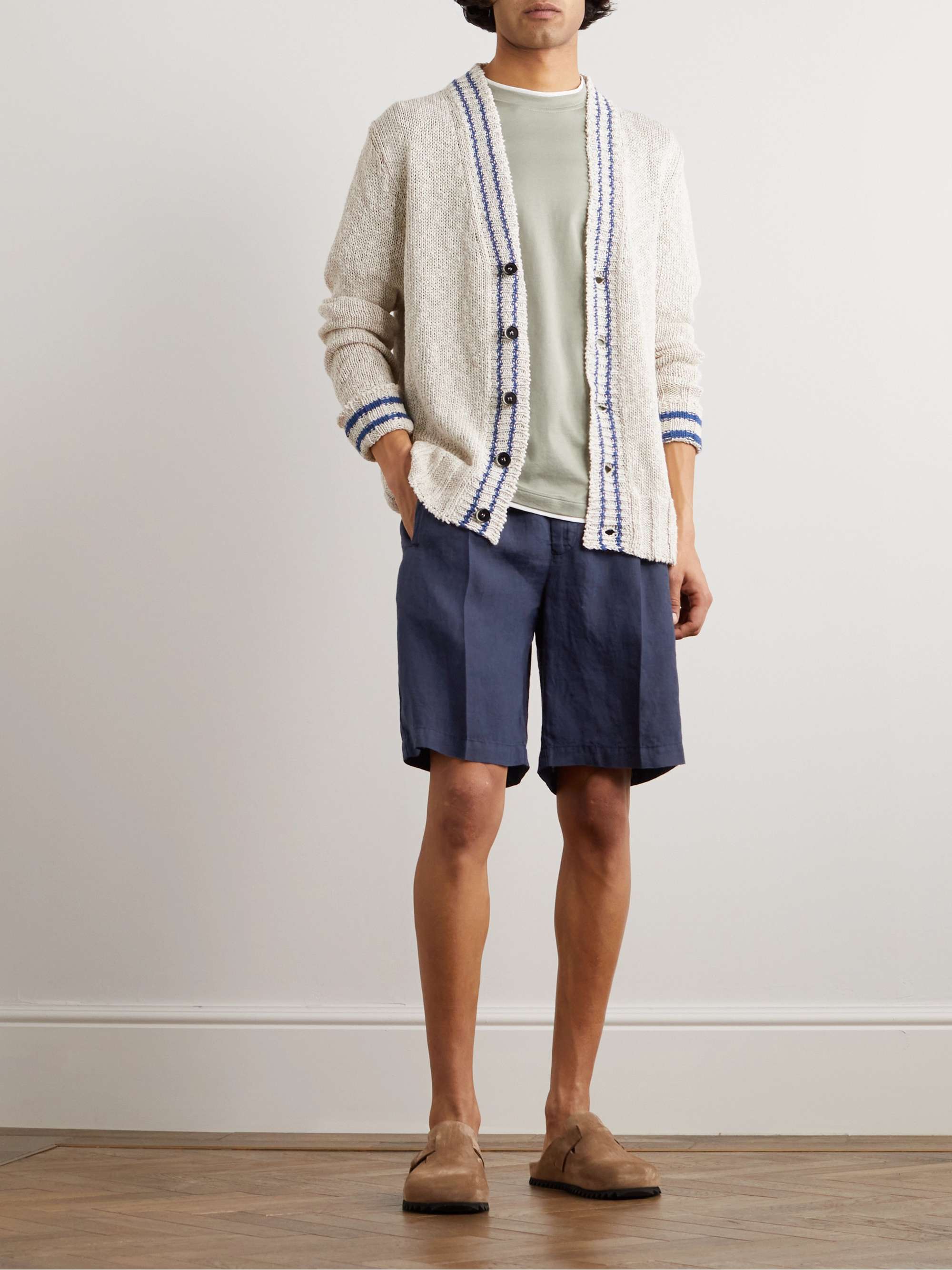 LARDINI Straight-Leg Pleated Linen Drawstring Shorts for Men | MR PORTER