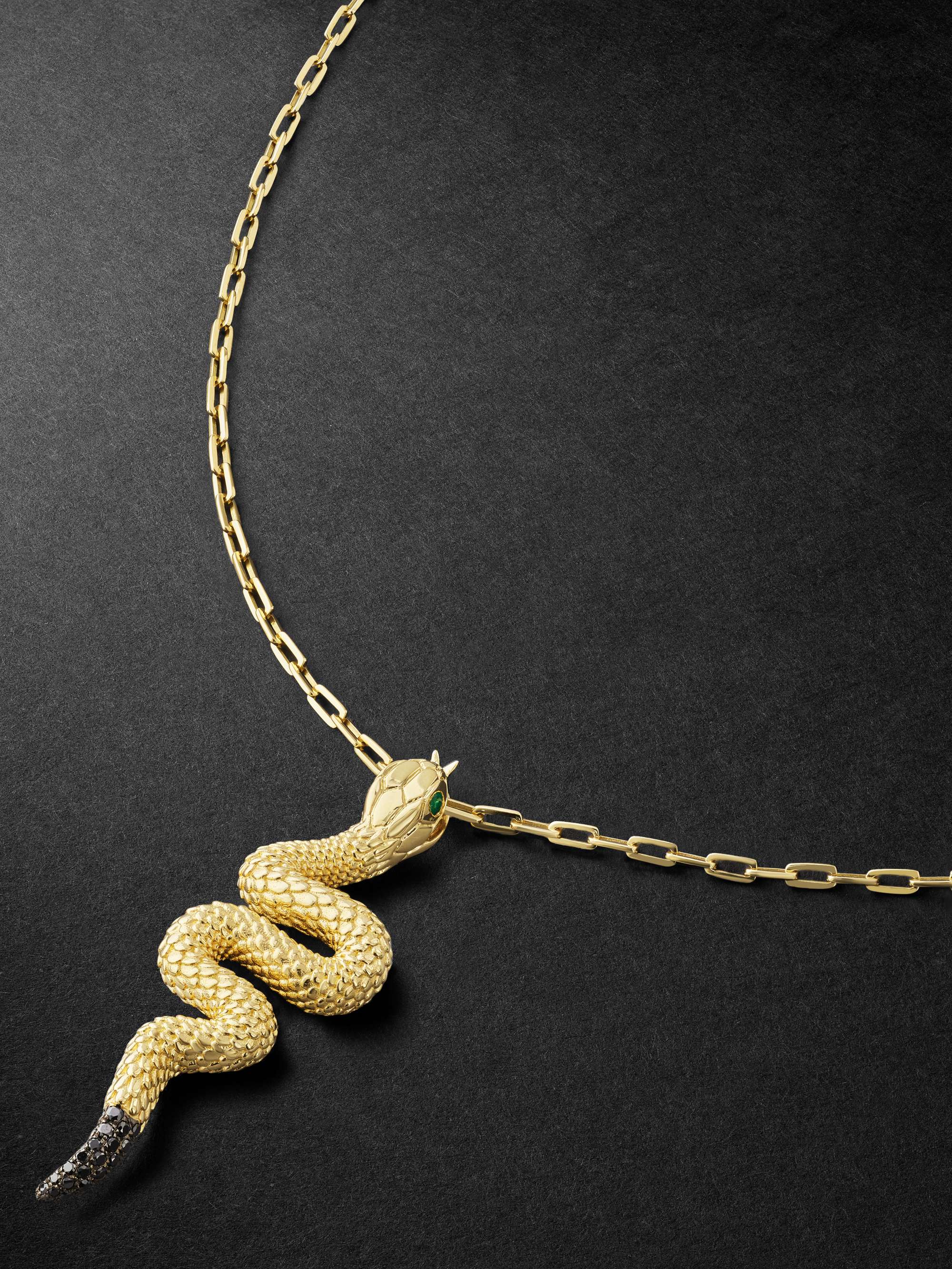 Collana in oro a serpente con diamanti e granati SHAY da uomo | MR PORTER