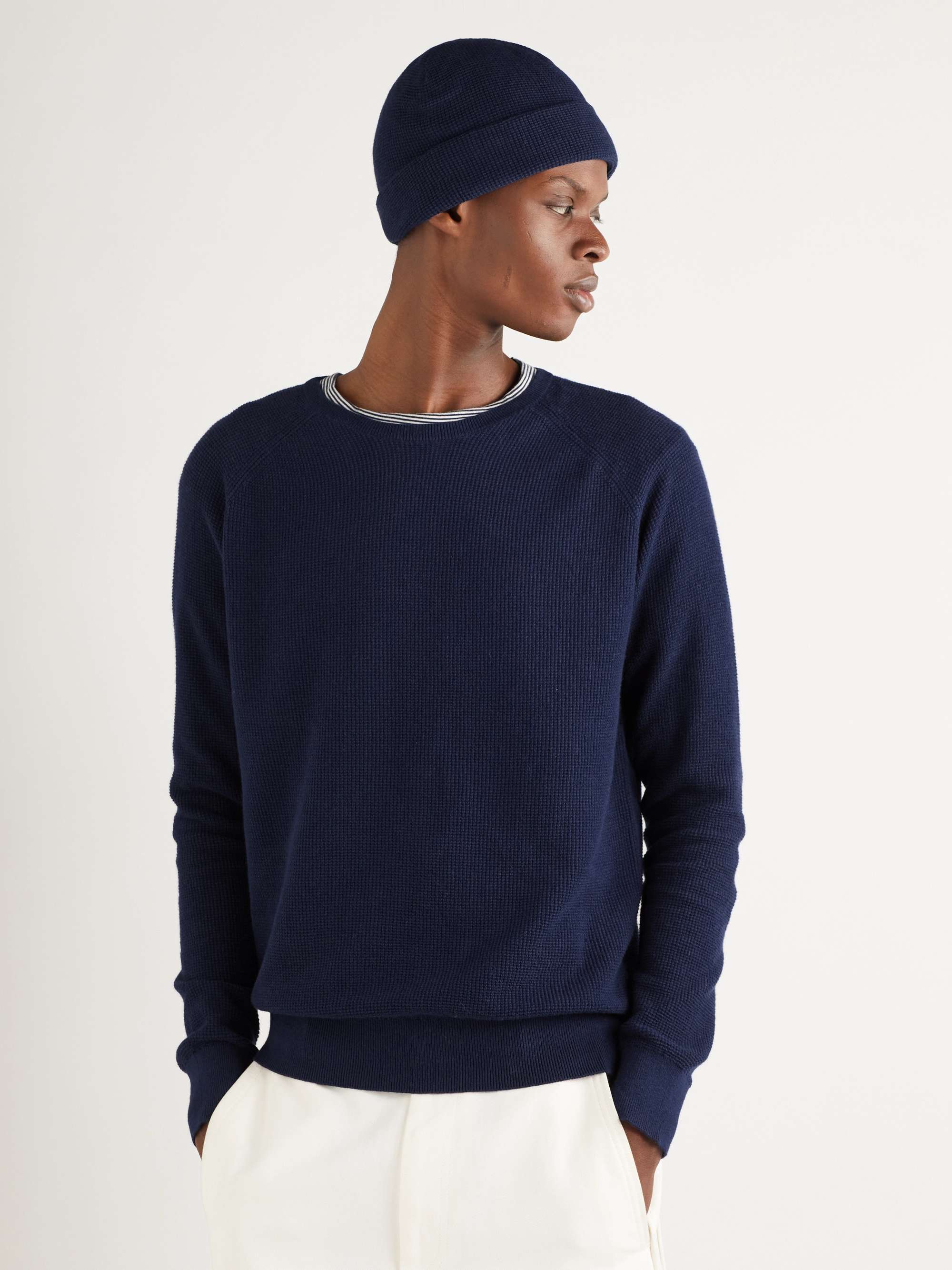ONIA Waffle-Knit Cotton and Cashmere-Blend Sweater and Beanie Set | MR  PORTER