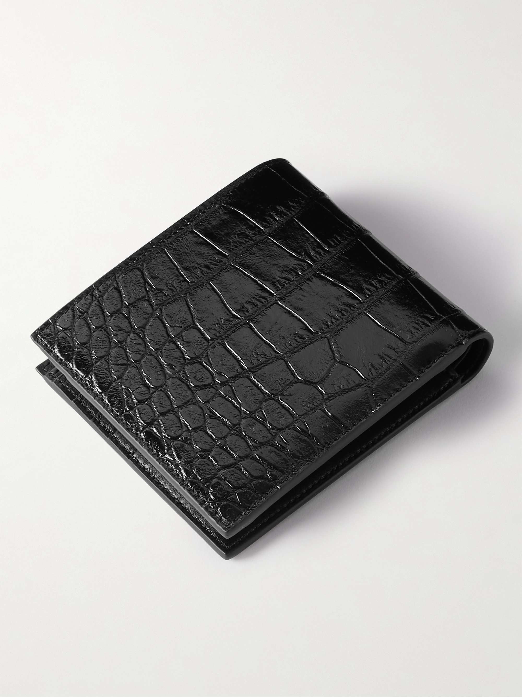 CELINE HOMME Aufklappbares Portemonnaie aus Leder mit Krokodileffekt und Logoprint