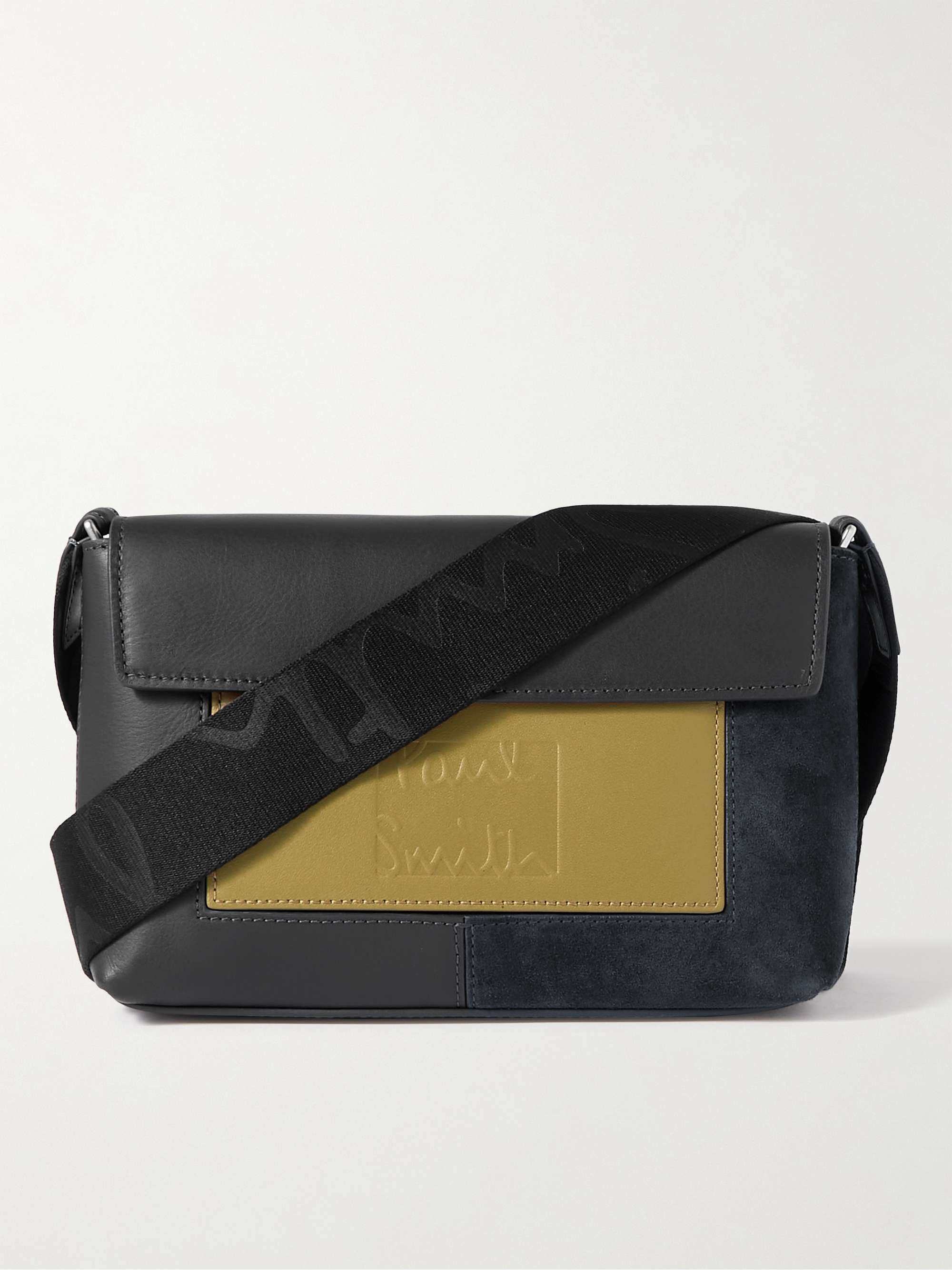 PAUL SMITH Logo-Embossed Colour-Block Leather and Suede Messenger Bag | MR  PORTER