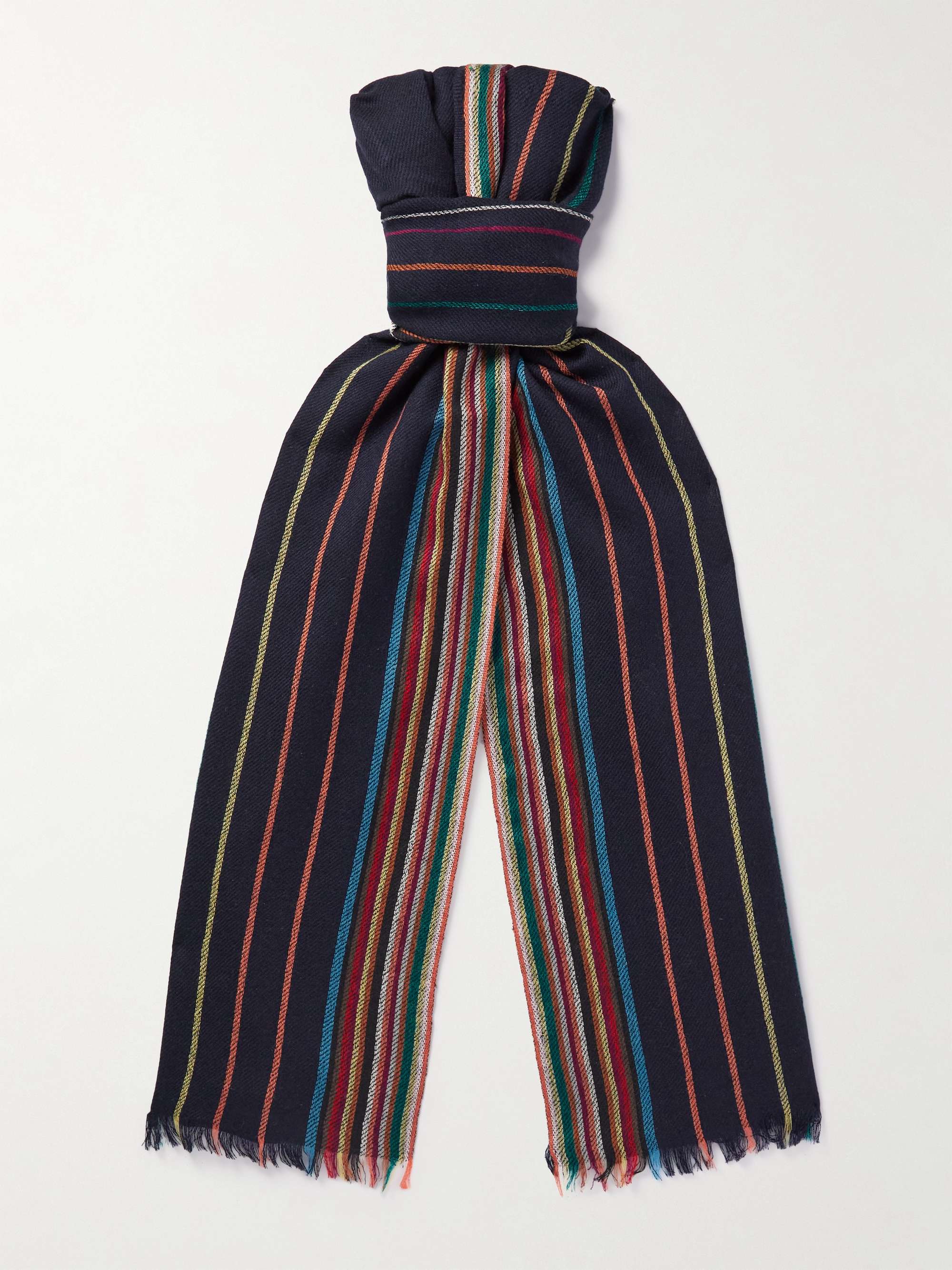 PAUL SMITH Striped Wool and Silk-Blend Scarf | MR PORTER