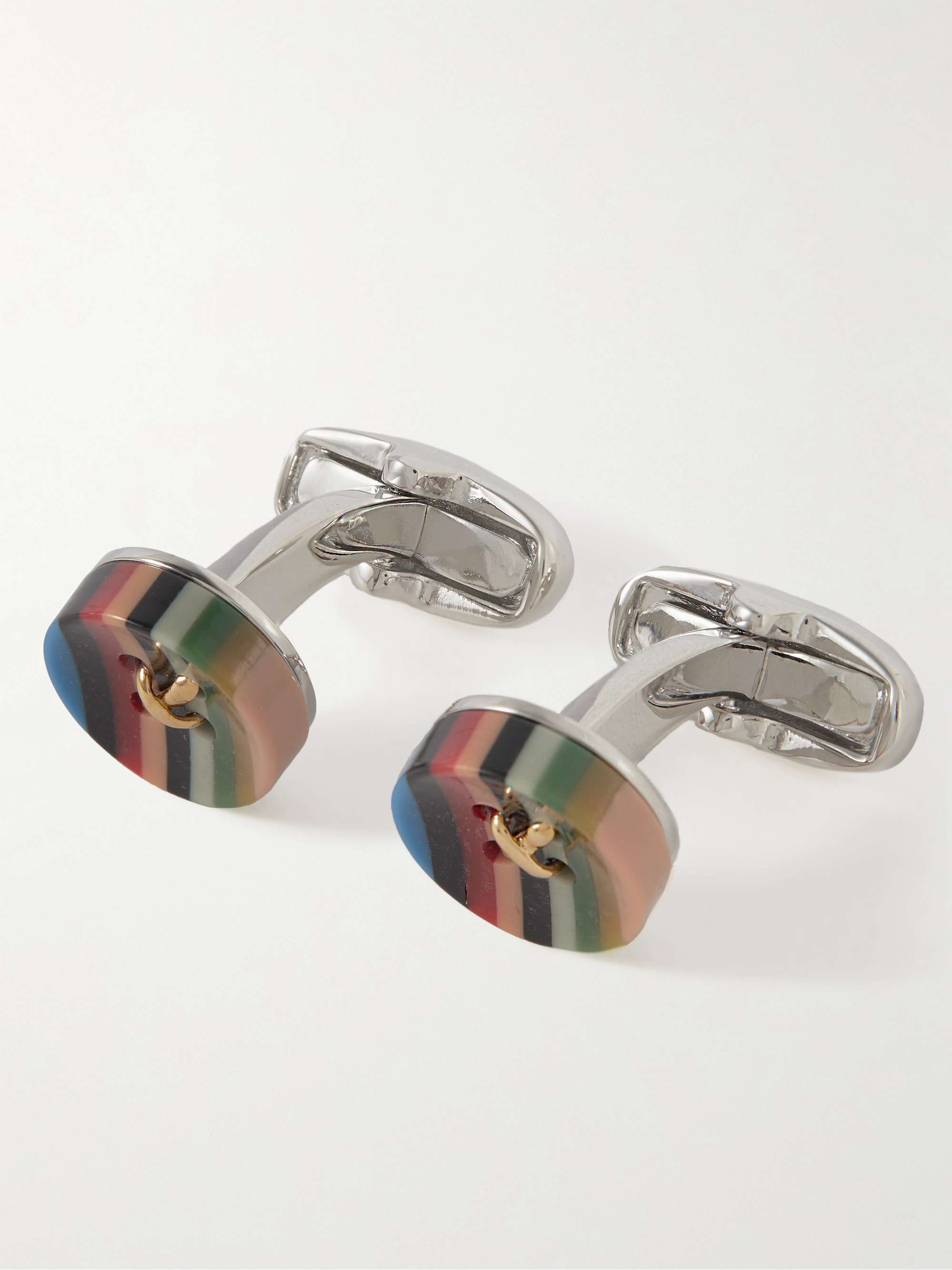 Multi Button Silver- and Gold-Tone and Striped Enamel Cufflinks | PAUL SMITH  | MR PORTER