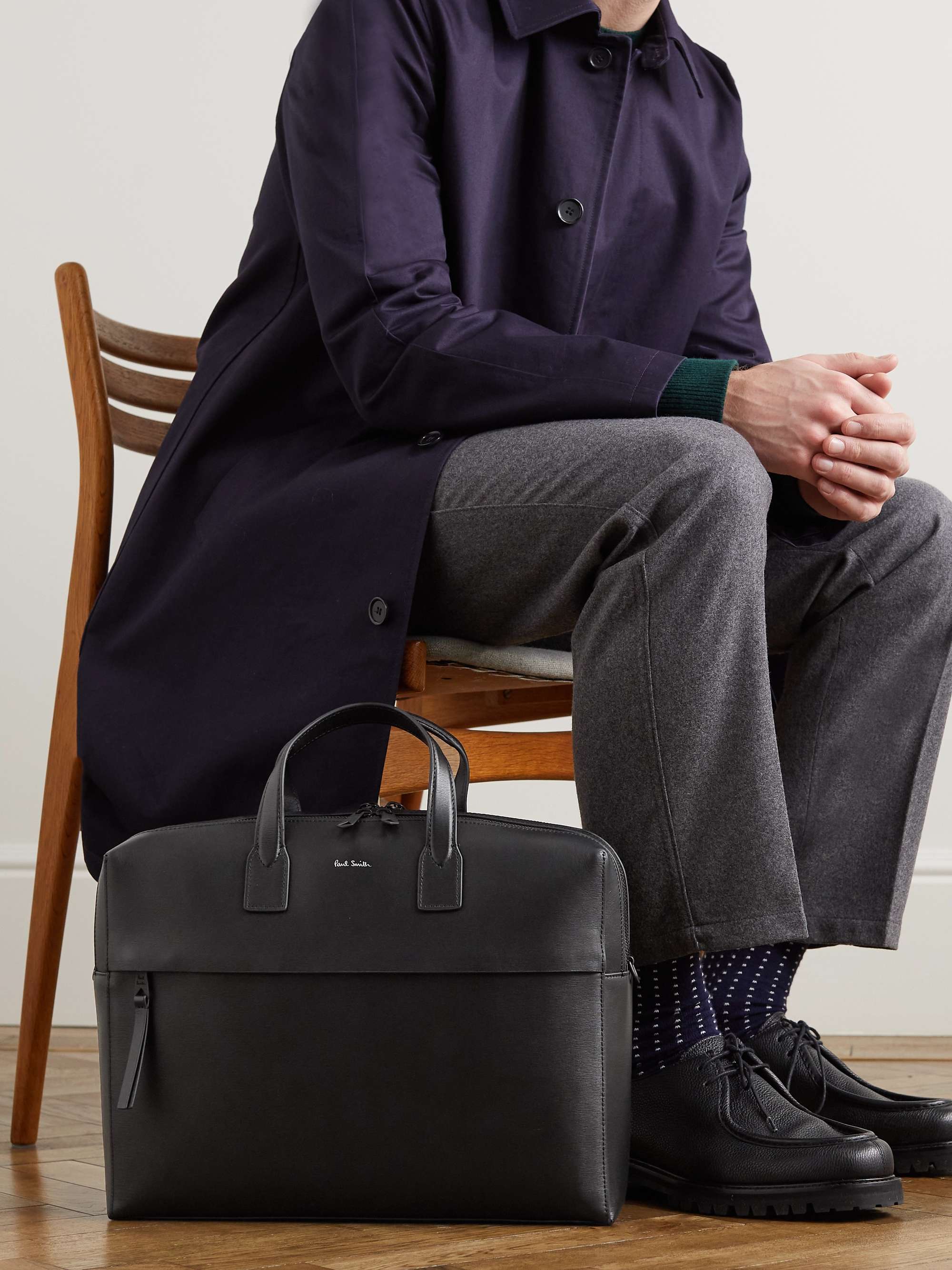 Black Textured-Leather Briefcase | PAUL SMITH | MR PORTER
