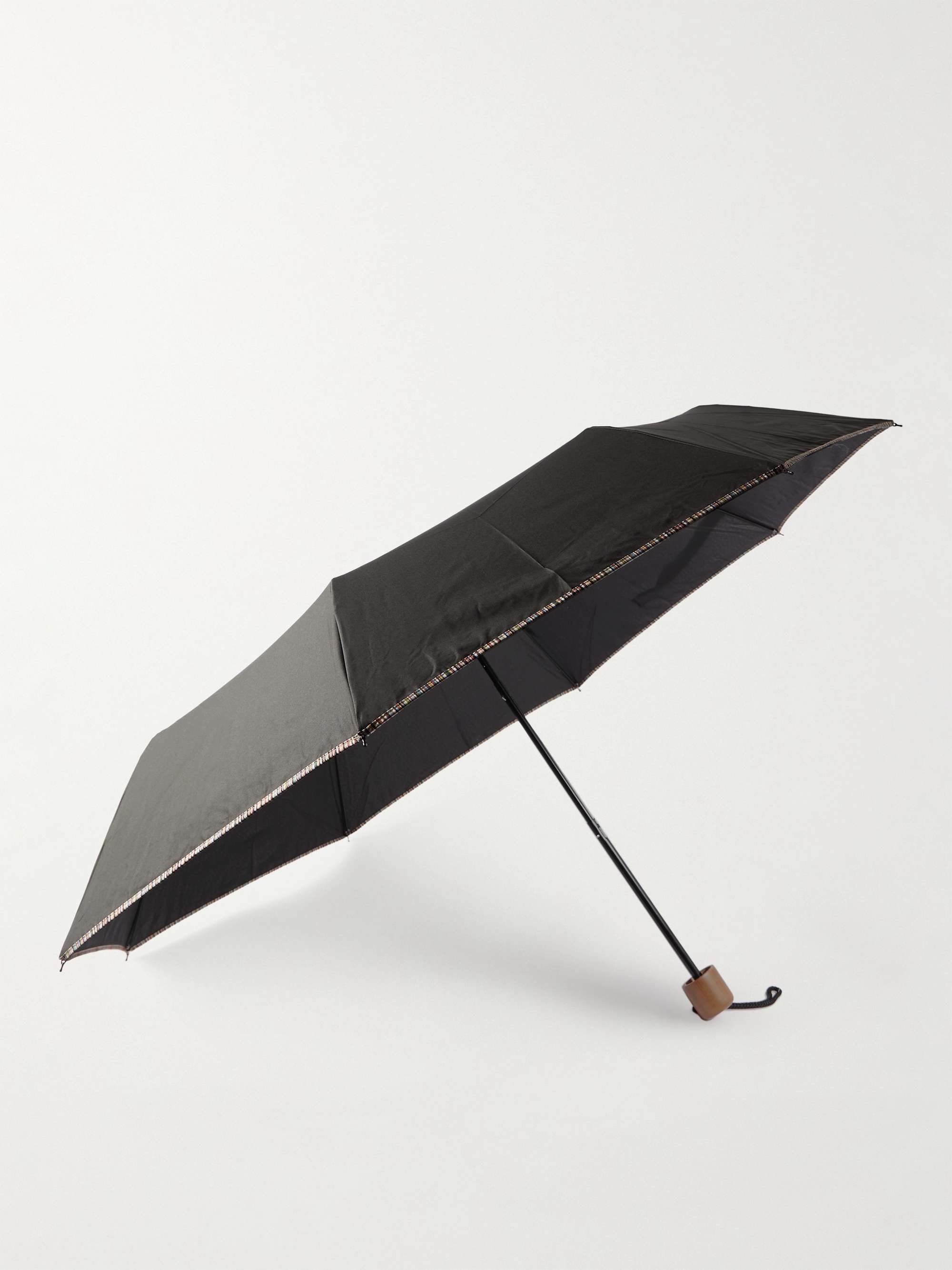 Black Contrast-Tipped Wood-Handle Fold-Up Umbrella | PAUL SMITH | MR PORTER
