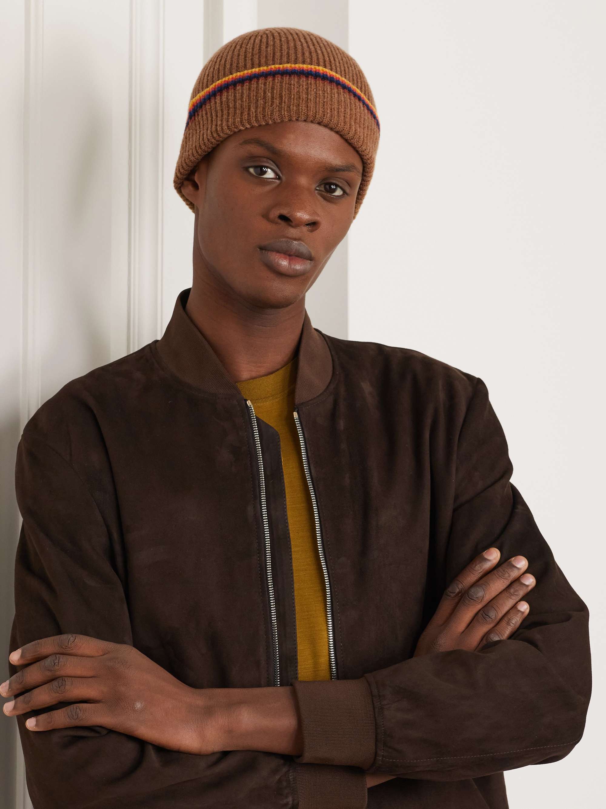 Brown Striped Ribbed Wool Beanie | PAUL SMITH | MR PORTER