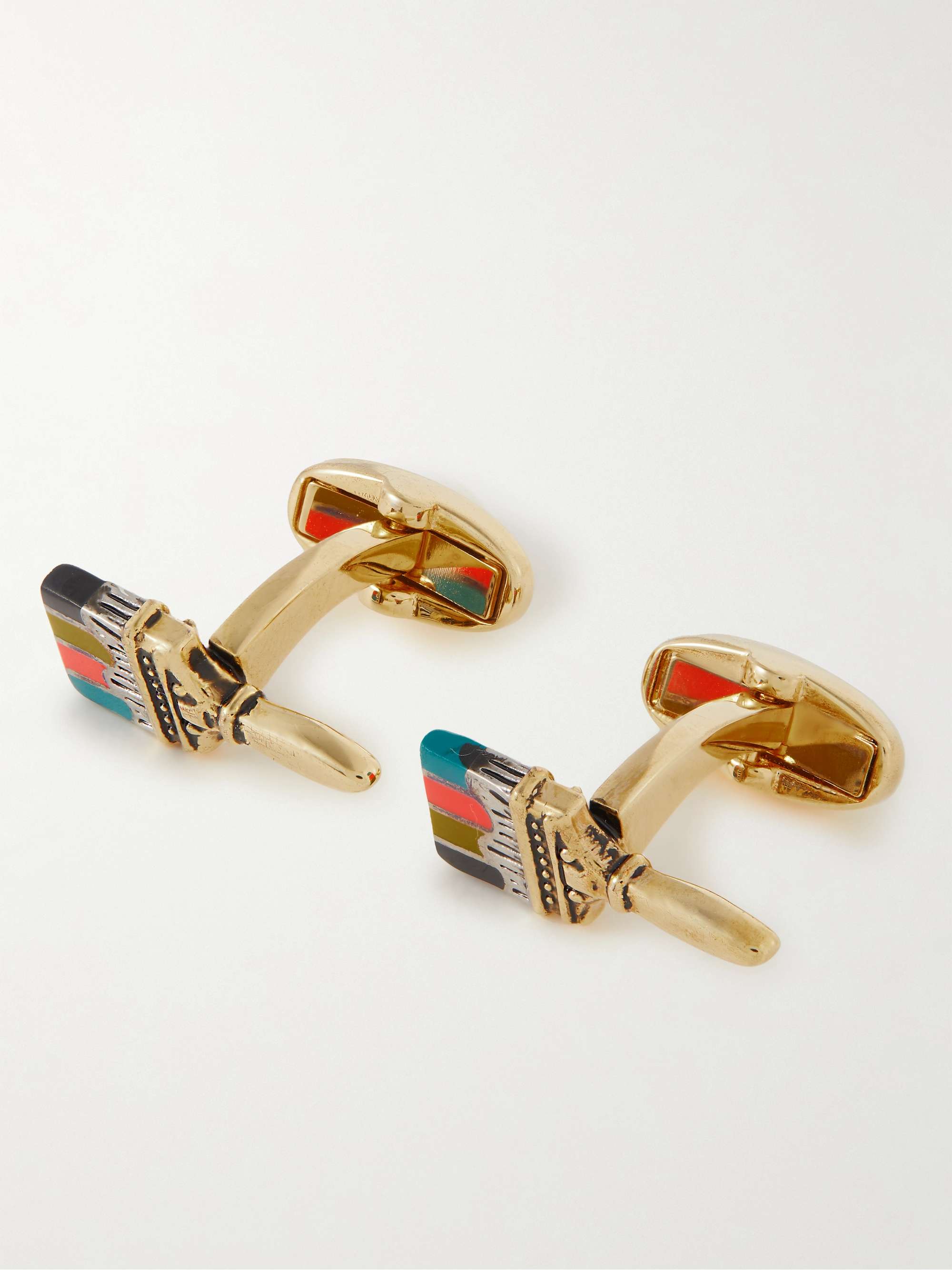 Gold Paintbrush Gold- and Silver-Tone Enamel Cufflinks | PAUL SMITH | MR  PORTER