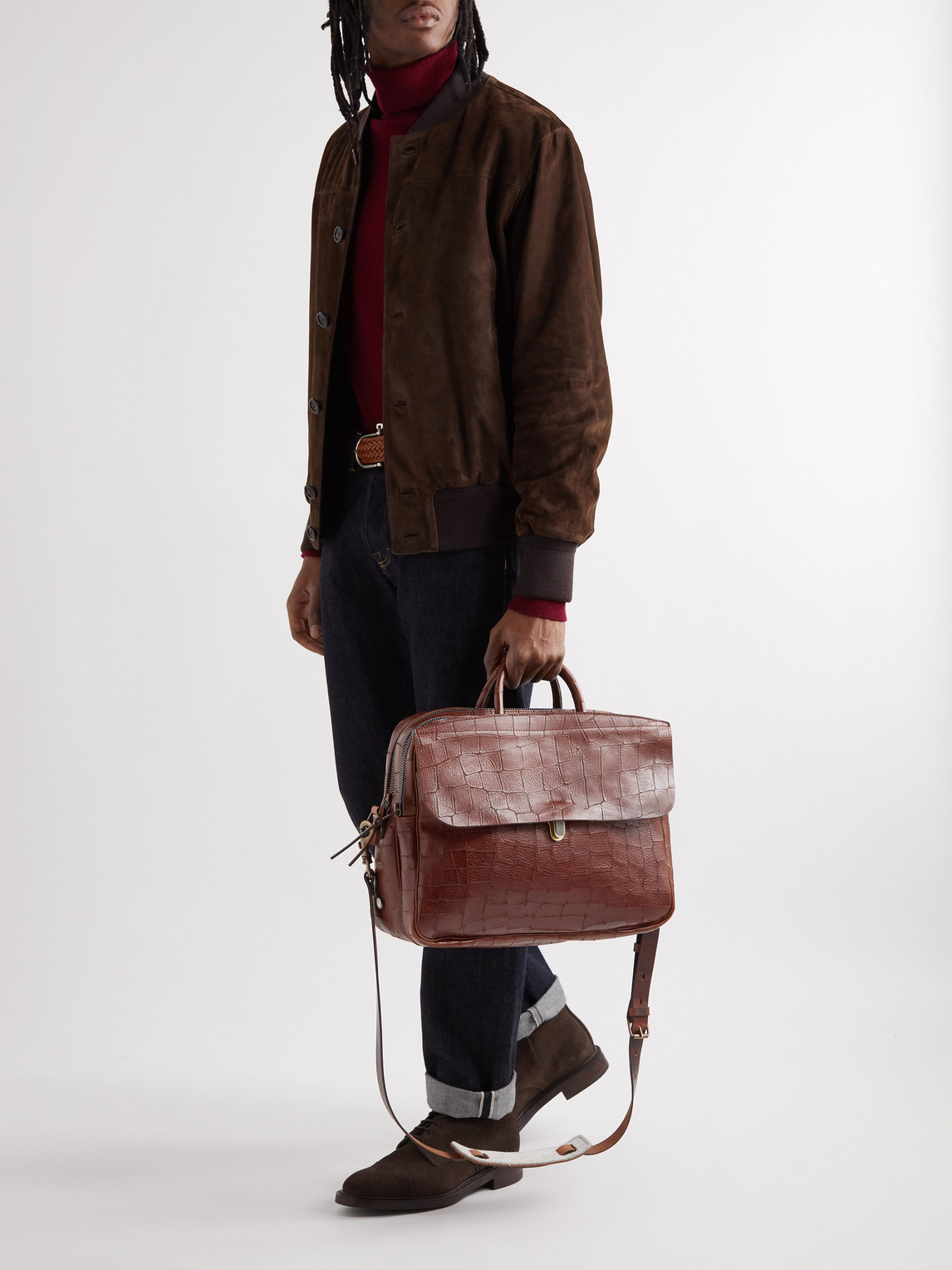 Bleu De Chauffe Zeppo Full-grain Leather Briefcase In Brown | ModeSens