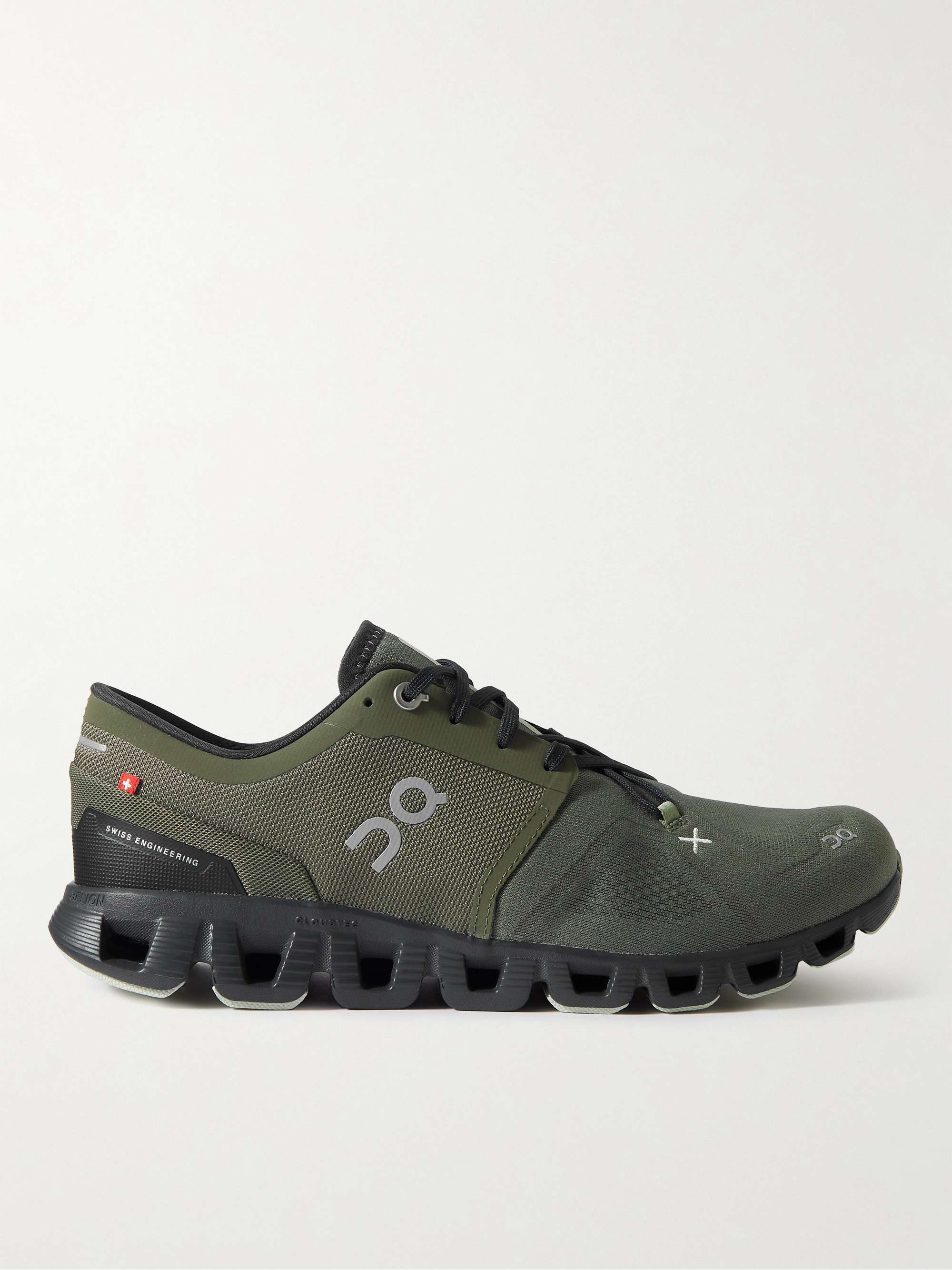 أخضر حذاء سنيكرز Cloud X 3 من نسيج شبكي بحواف من المطاط | ON-RUNNING | MR  PORTER