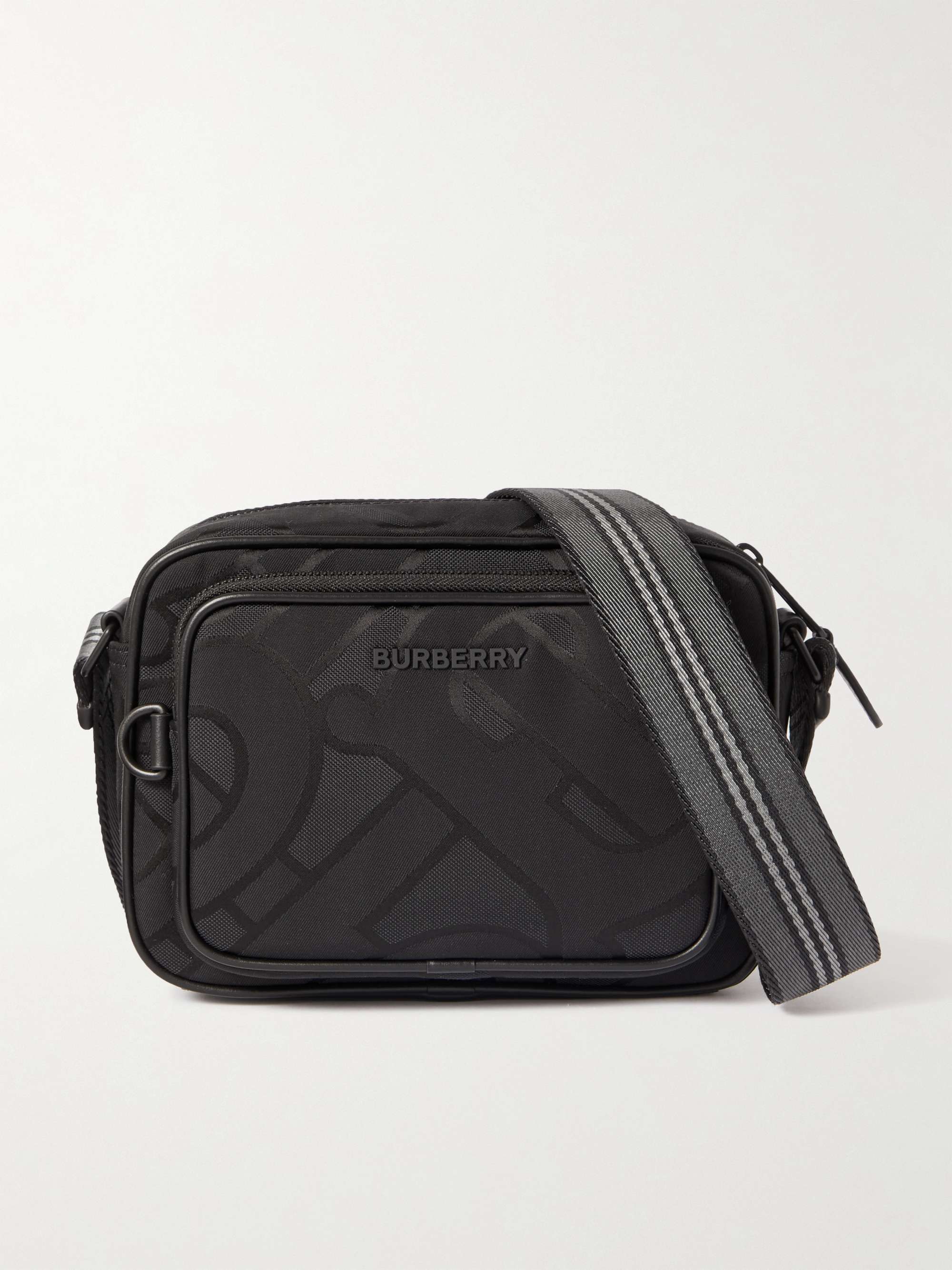 BURBERRY Monogram-Jacquard Leather-Trimmed Shell Messenger Bag | MR PORTER