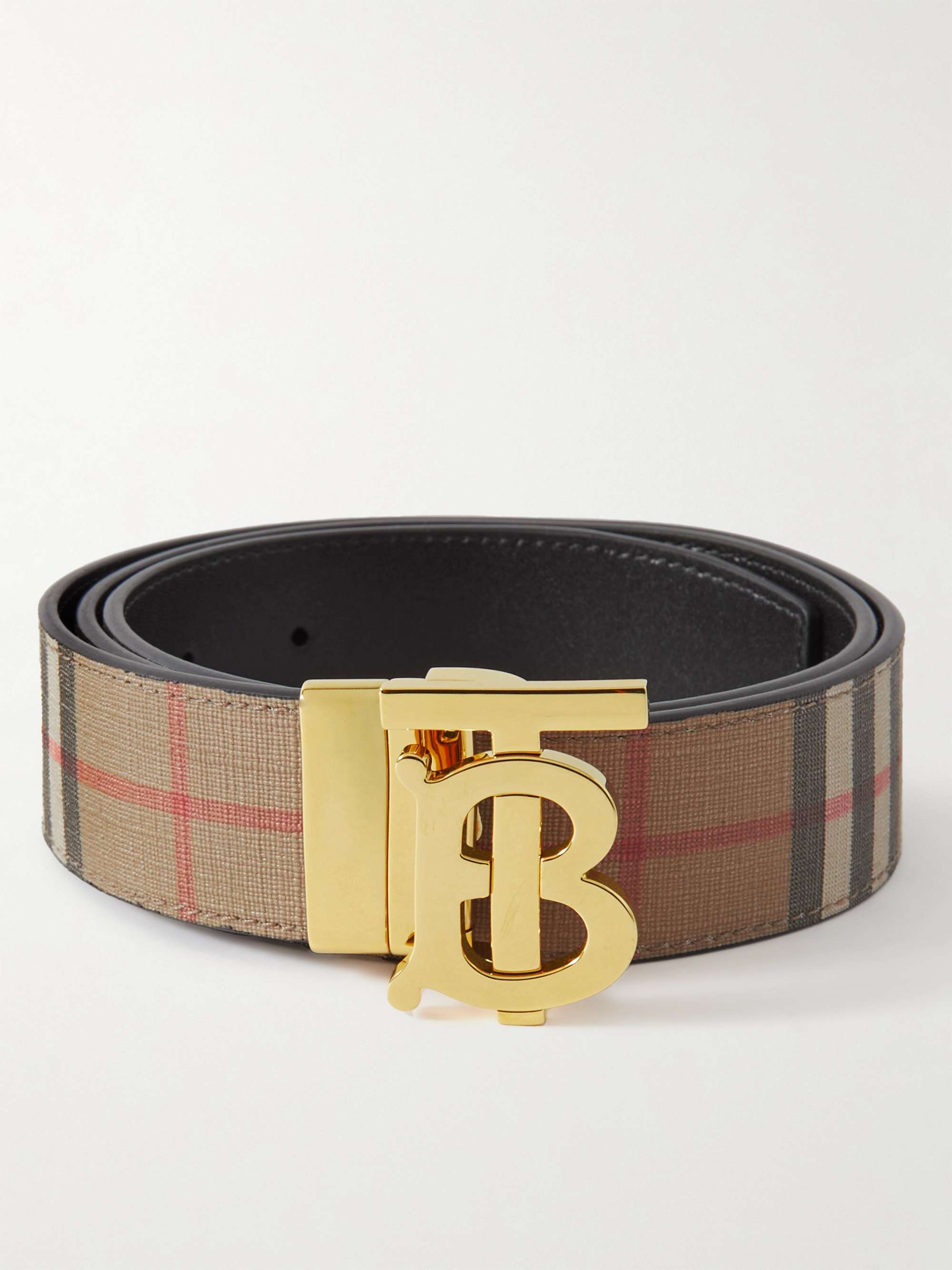 BURBERRY 3.5cm Reversible Checked E-Canvas and Leather Belt | MR PORTER