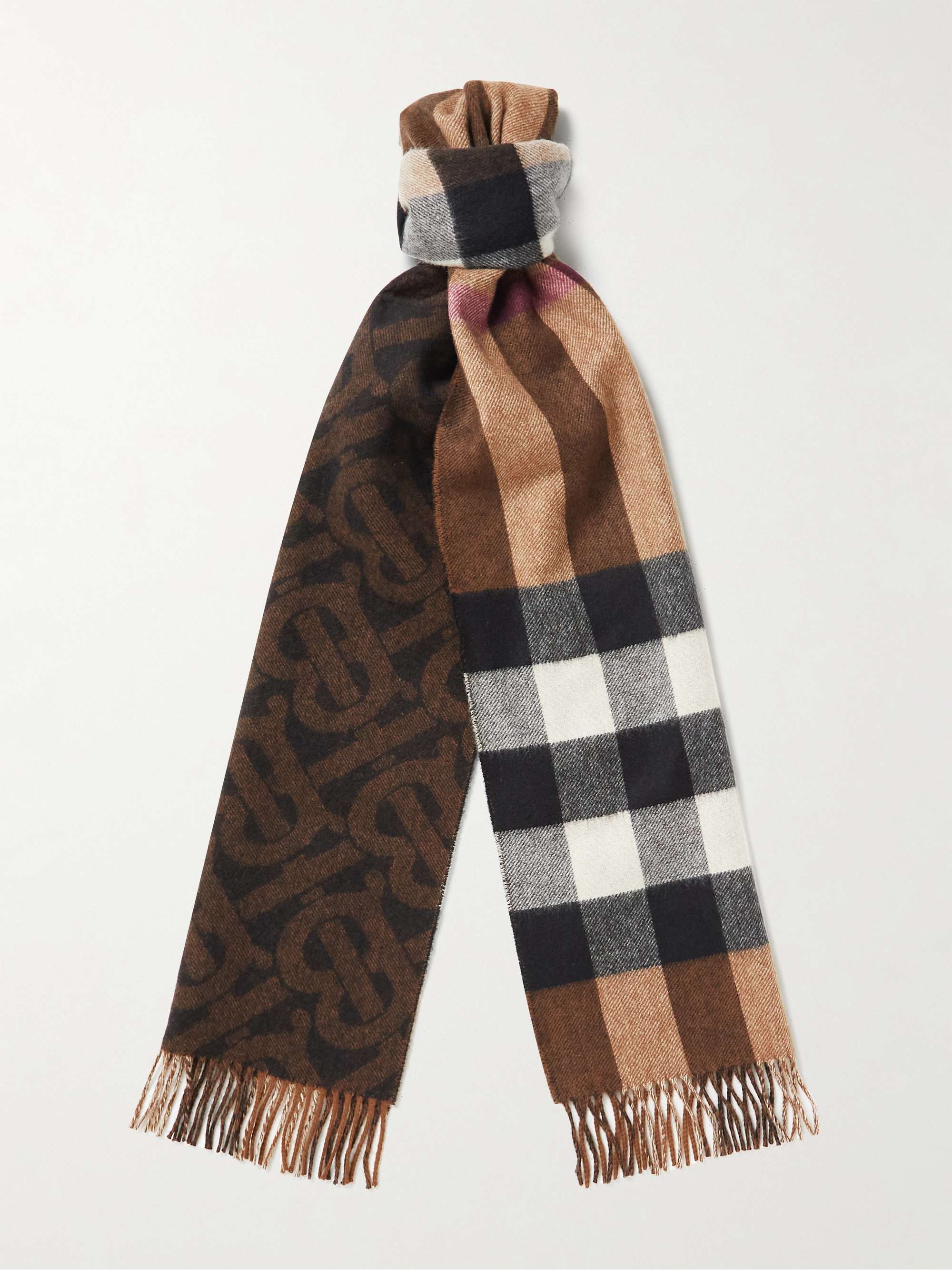 BURBERRY Reversible Fringed Checked Cashmere Scarf for Men | MR PORTER