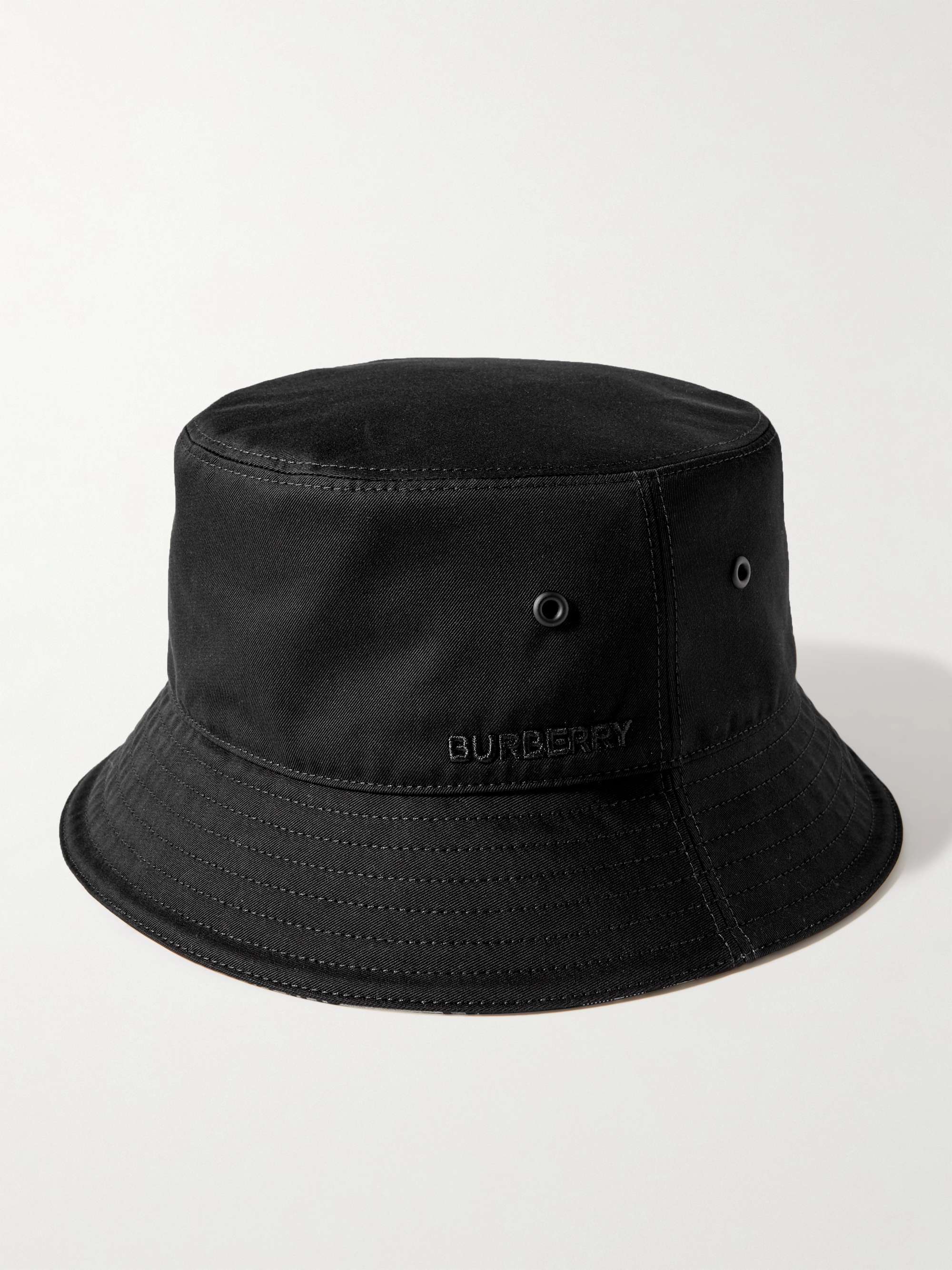 BURBERRY Logo-Embroidered Cotton-Gabardine Bucket Hat for Men | MR PORTER