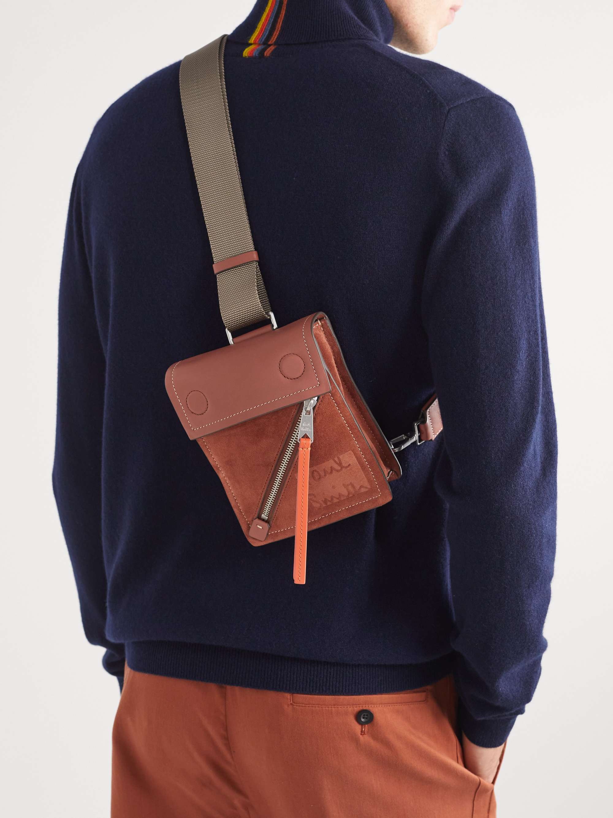 PAUL SMITH Leather and Suede Messenger Bag | MR PORTER