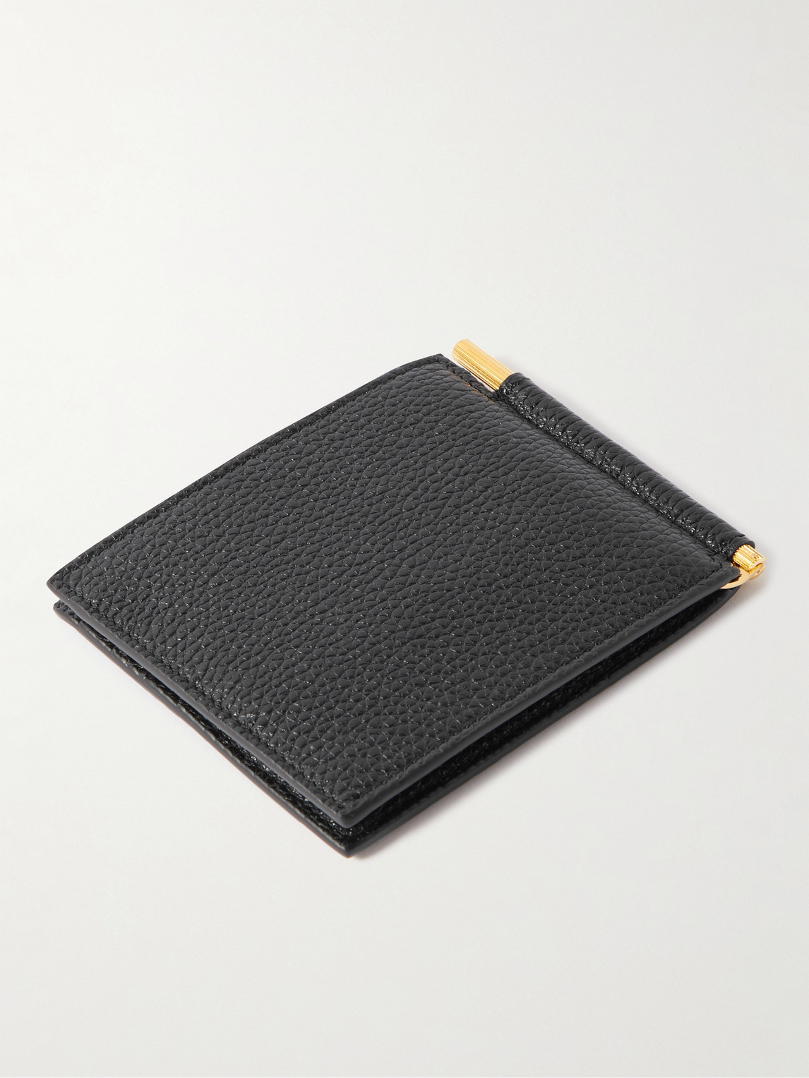Shop Tom Ford Full-grain Leather Billfold Wallet With Money Clip In Black