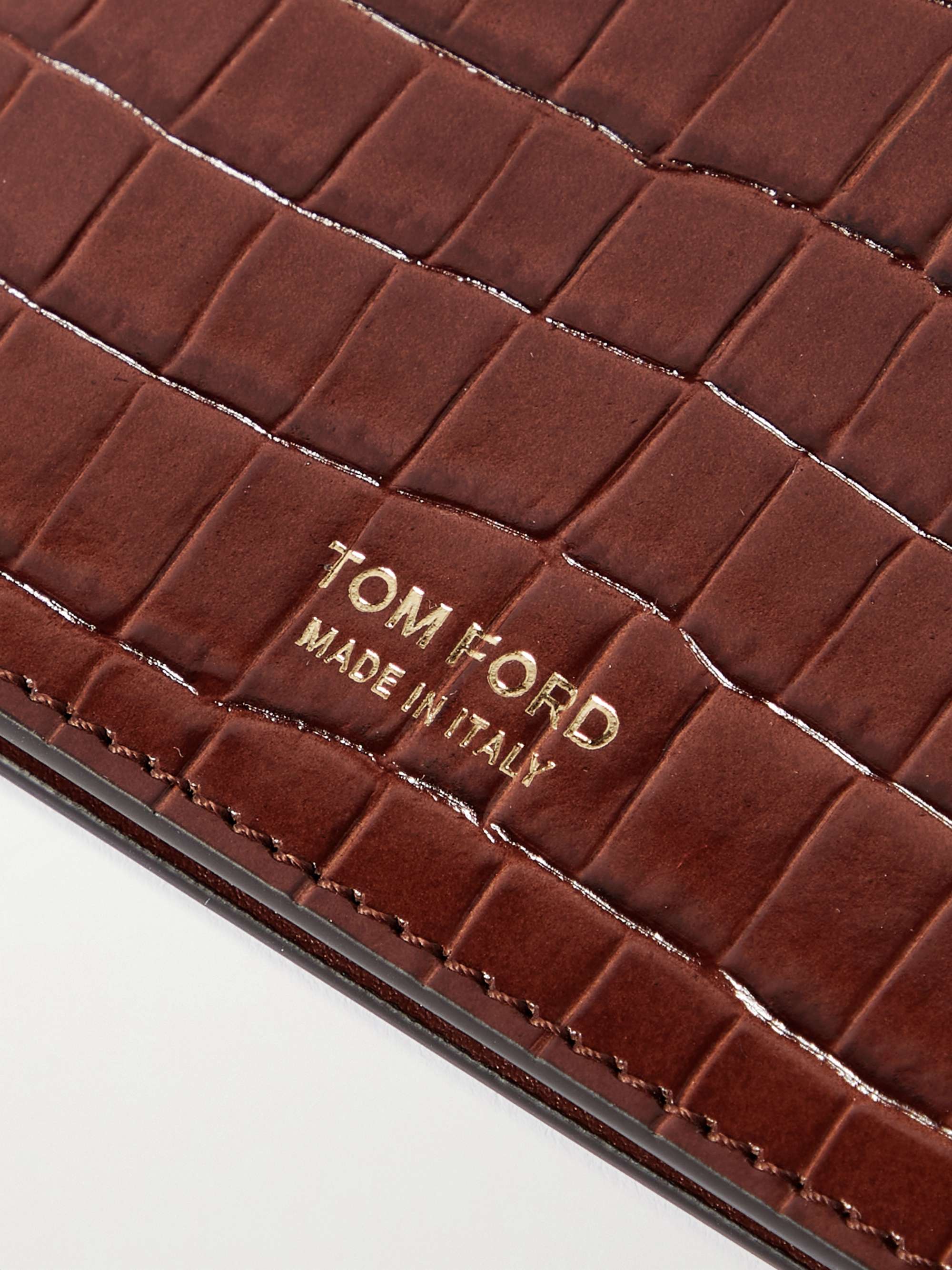 TOM FORD Croc-Effect Leather Bifold Wallet with Money Clip | MR PORTER