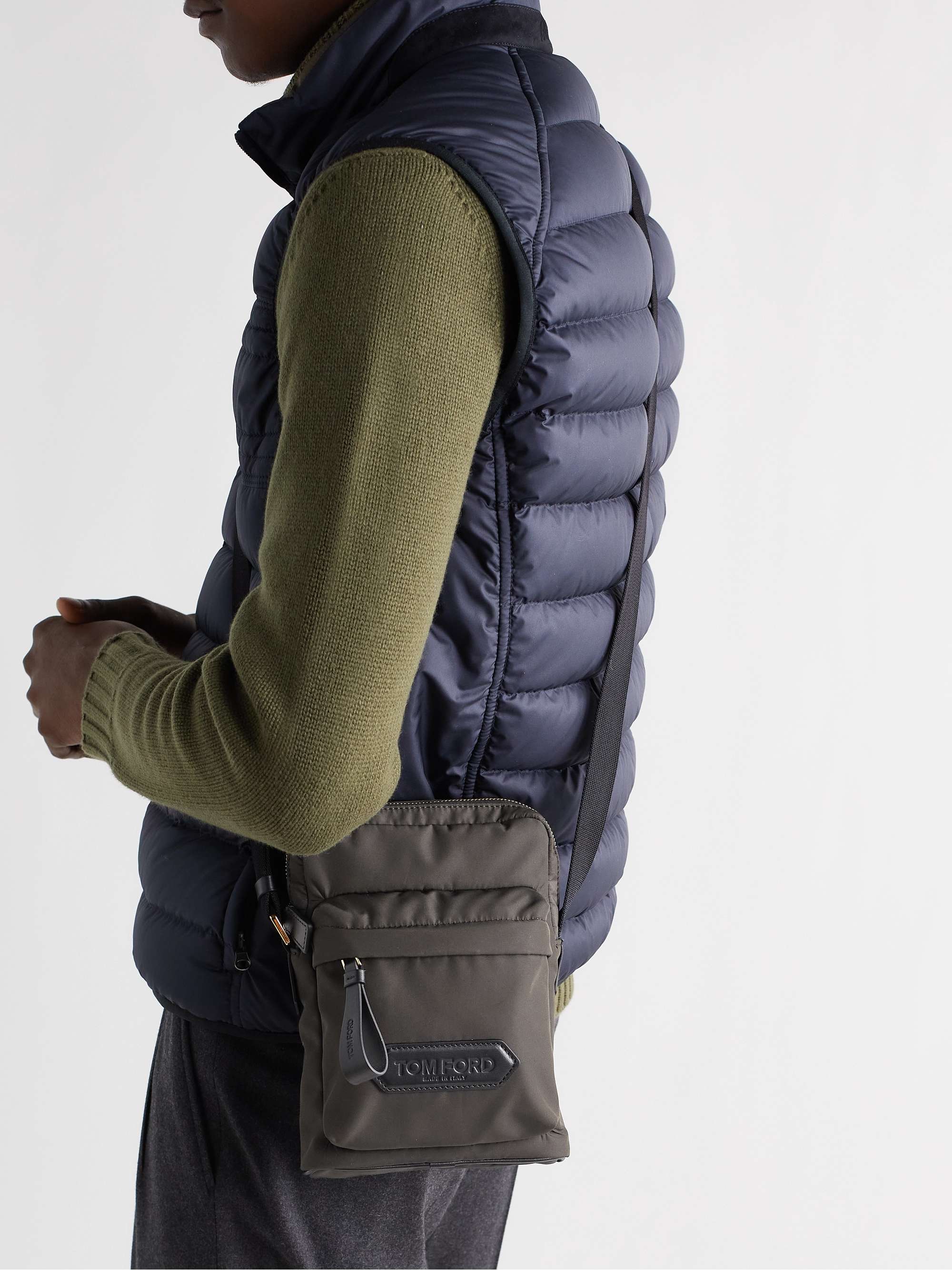 TOM FORD Leather-Trimmed Recycled-Shell Messenger Bag for Men | MR PORTER