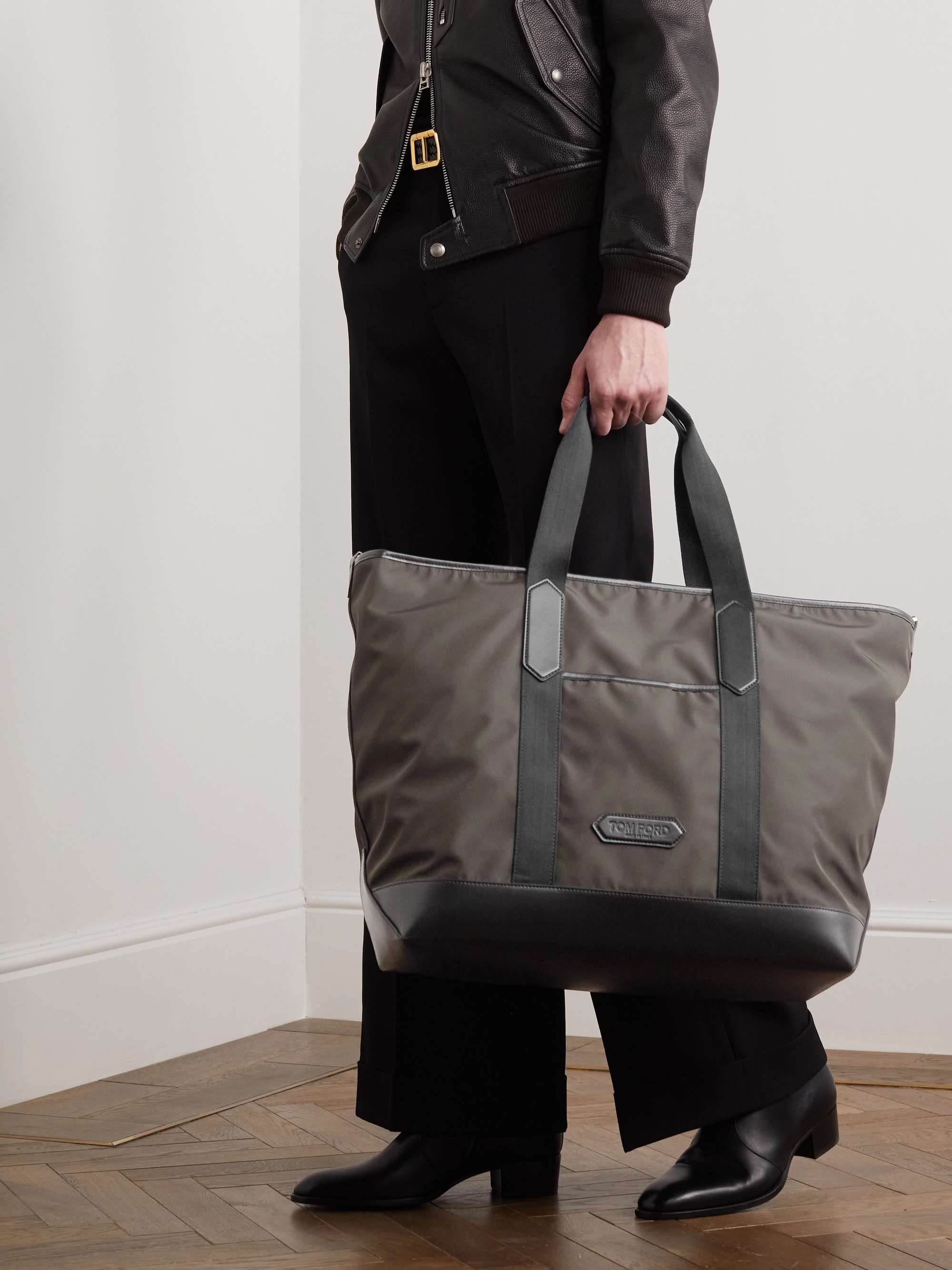 TOM FORD Leather-Trimmed Recycled Nylon Weekend Bag for Men | MR PORTER