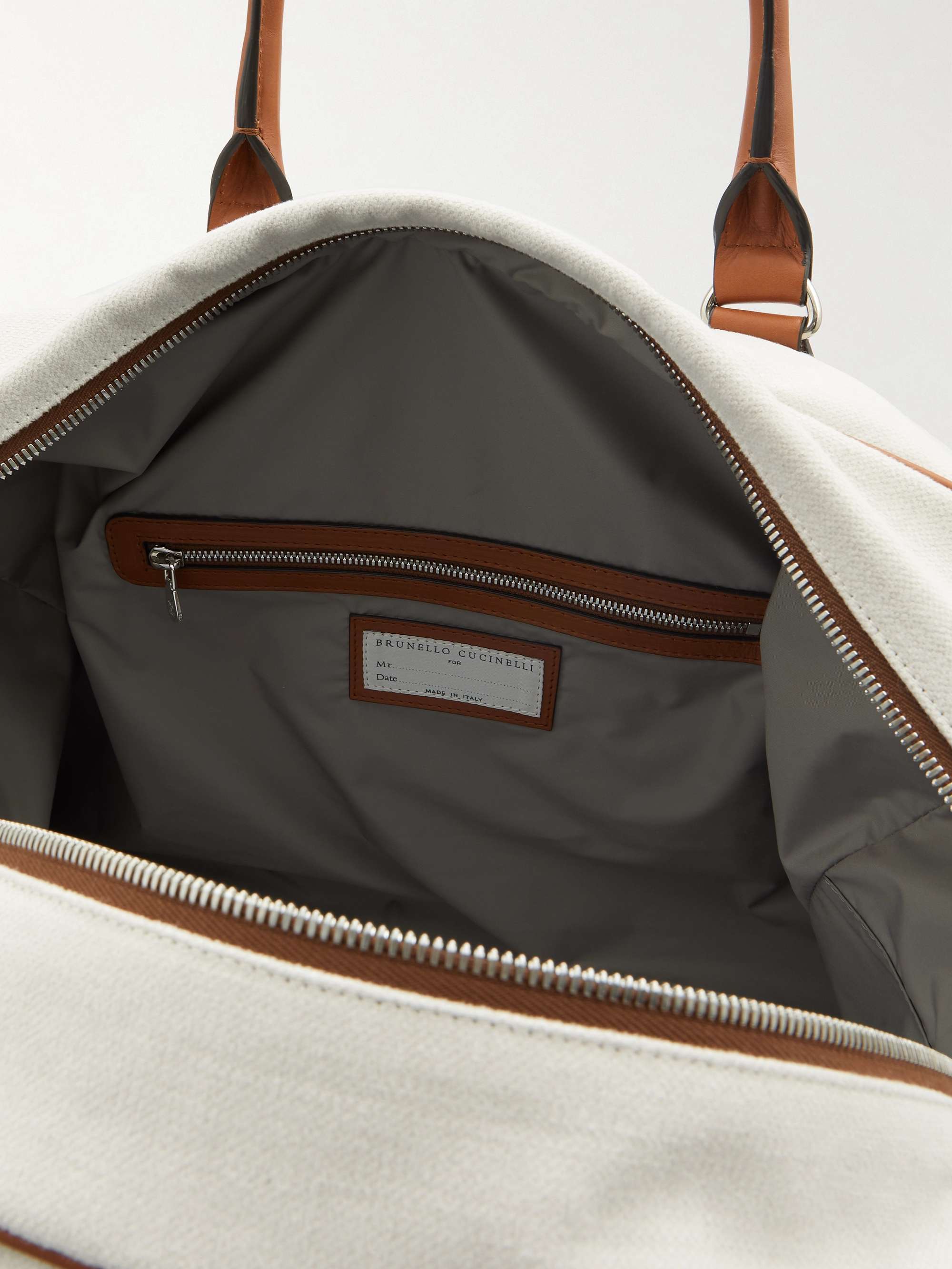 Off-white Borsa Leather-Trimmed Canvas Weekend Bag | BRUNELLO CUCINELLI |  MR PORTER