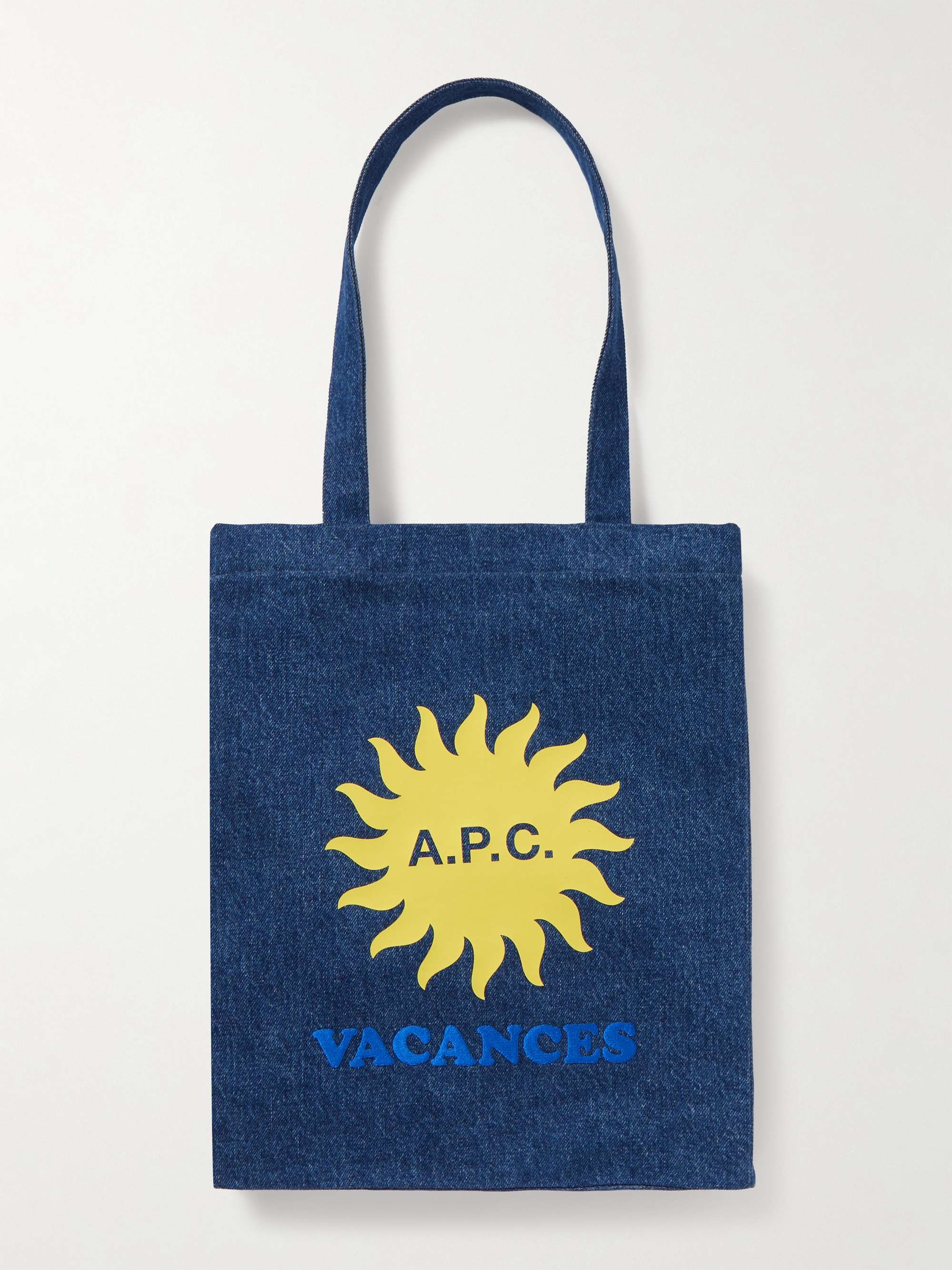 A.P.C. Lou Vacances Logo-Print Denim Tote Bag | MR PORTER